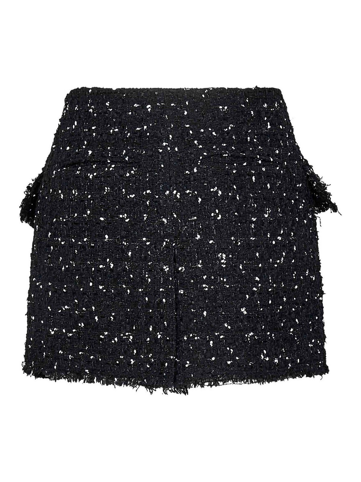Balmain Polka Dot Tweed Mini Skirt In Black