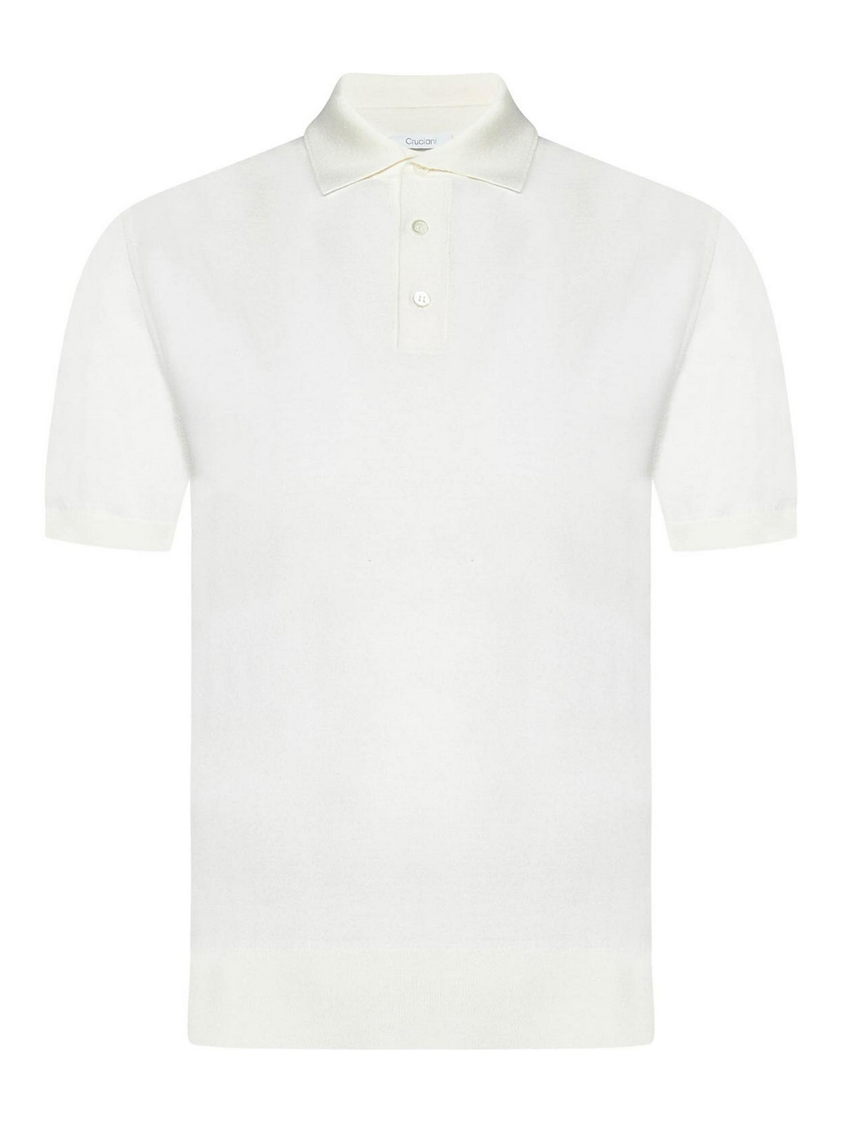 Cruciani Buttonless Polo Shirt In Fine Knit Silk In White