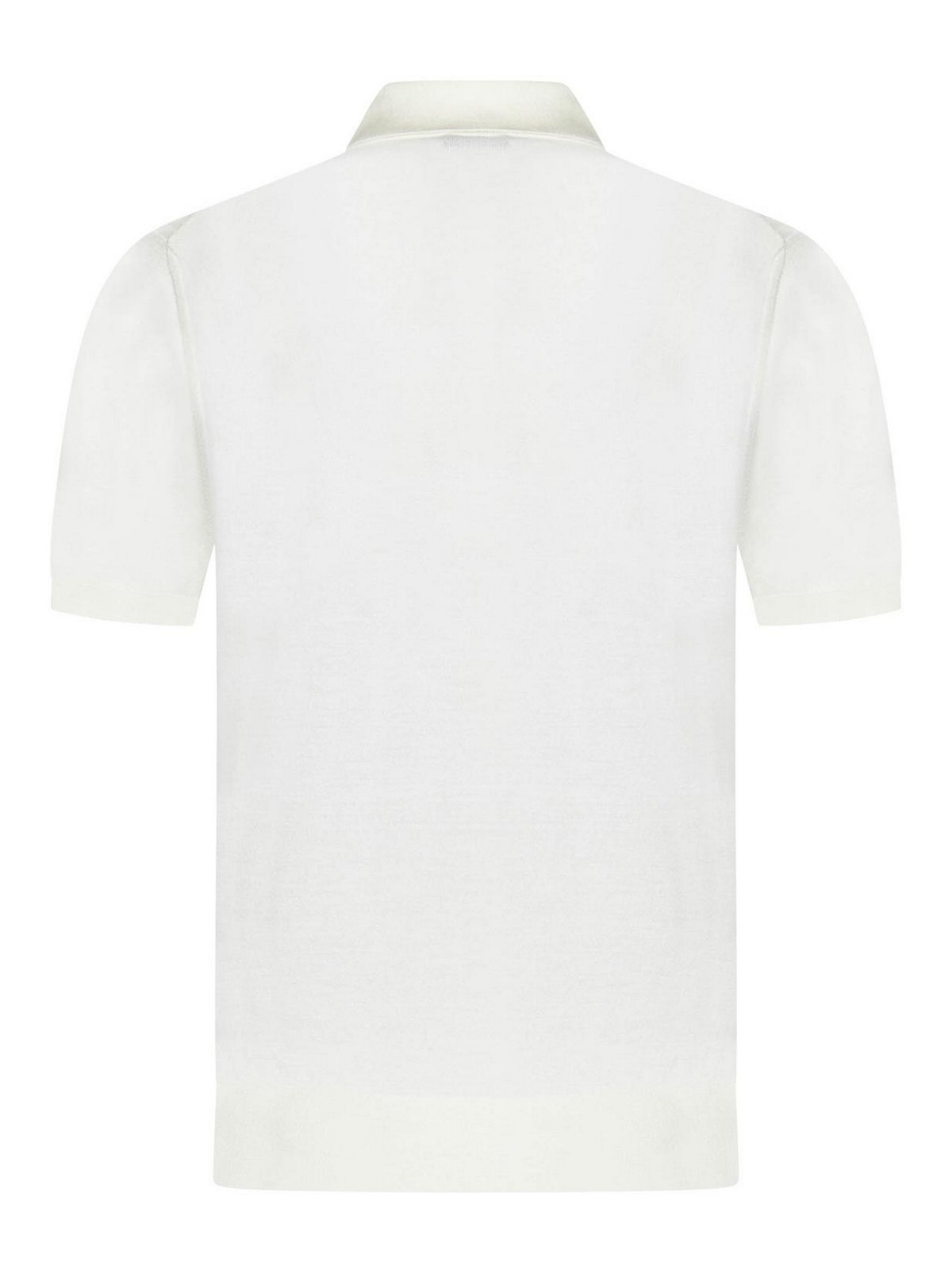 Cruciani Buttonless Polo Shirt In Fine Knit Silk In White