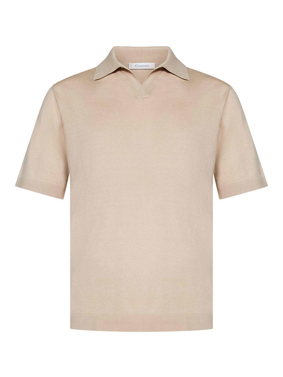 Cruciani Buttonless Polo Shirt In Fine Knit Silk In Gold