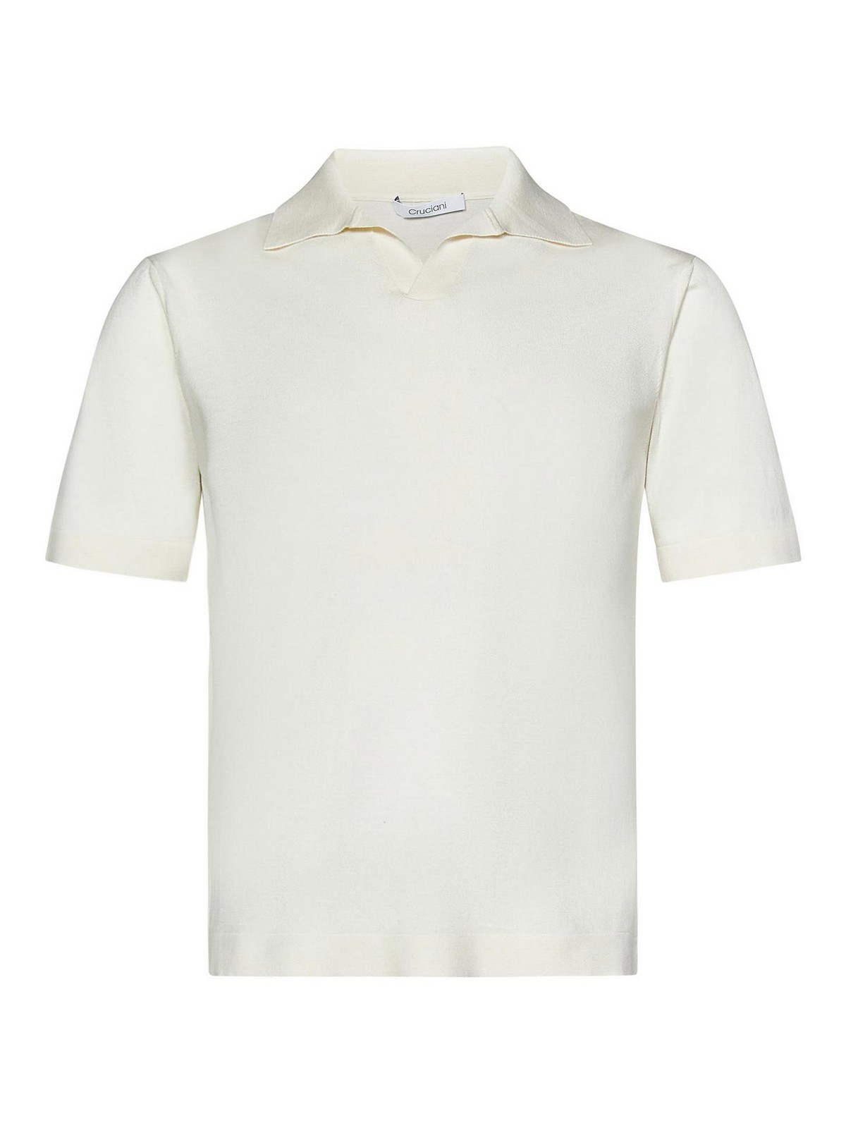 Cruciani Buttonless Polo Shirt In Fine Knit Silk In Neutral