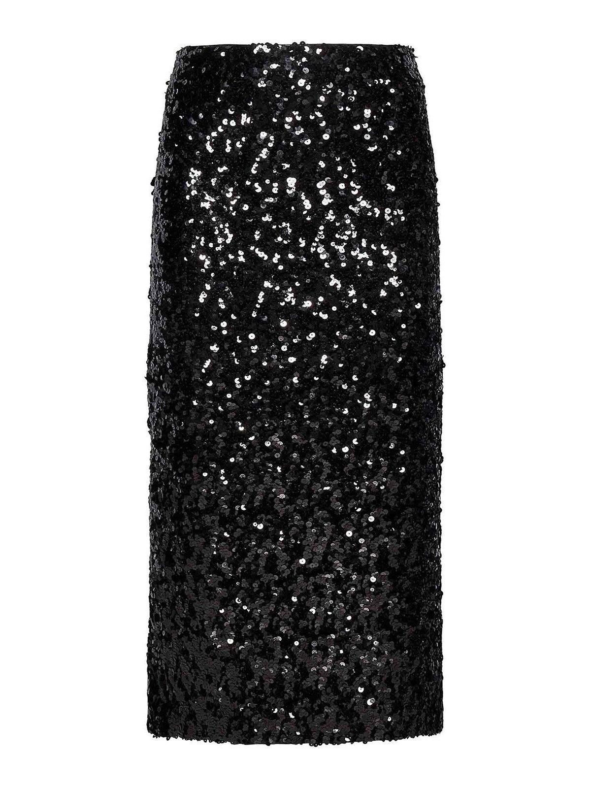 Dolce & Gabbana Black Sequin Pencil Midi Skirt In Black