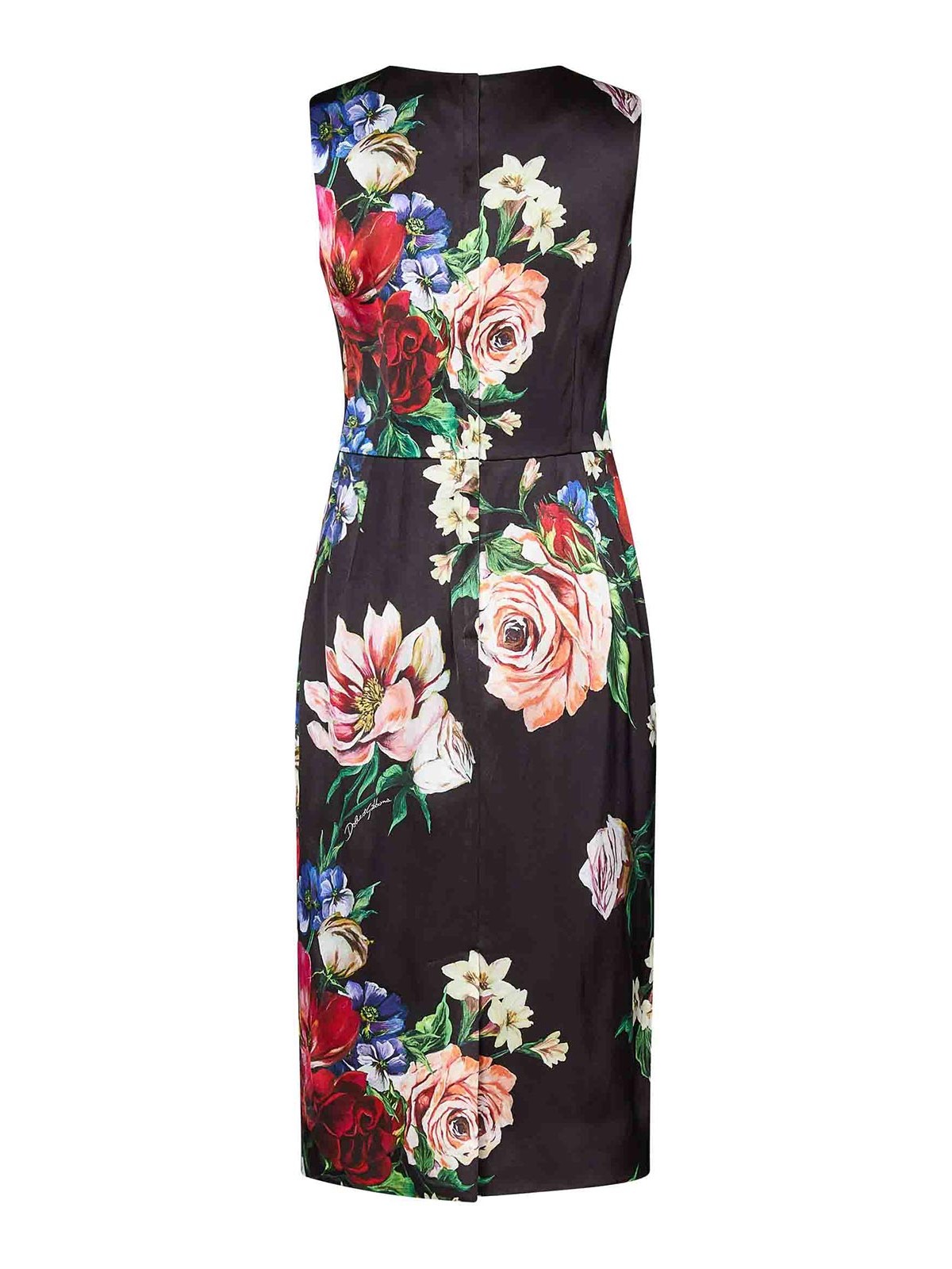 Dolce & Gabbana Viscose Satin Midi Dress In Black