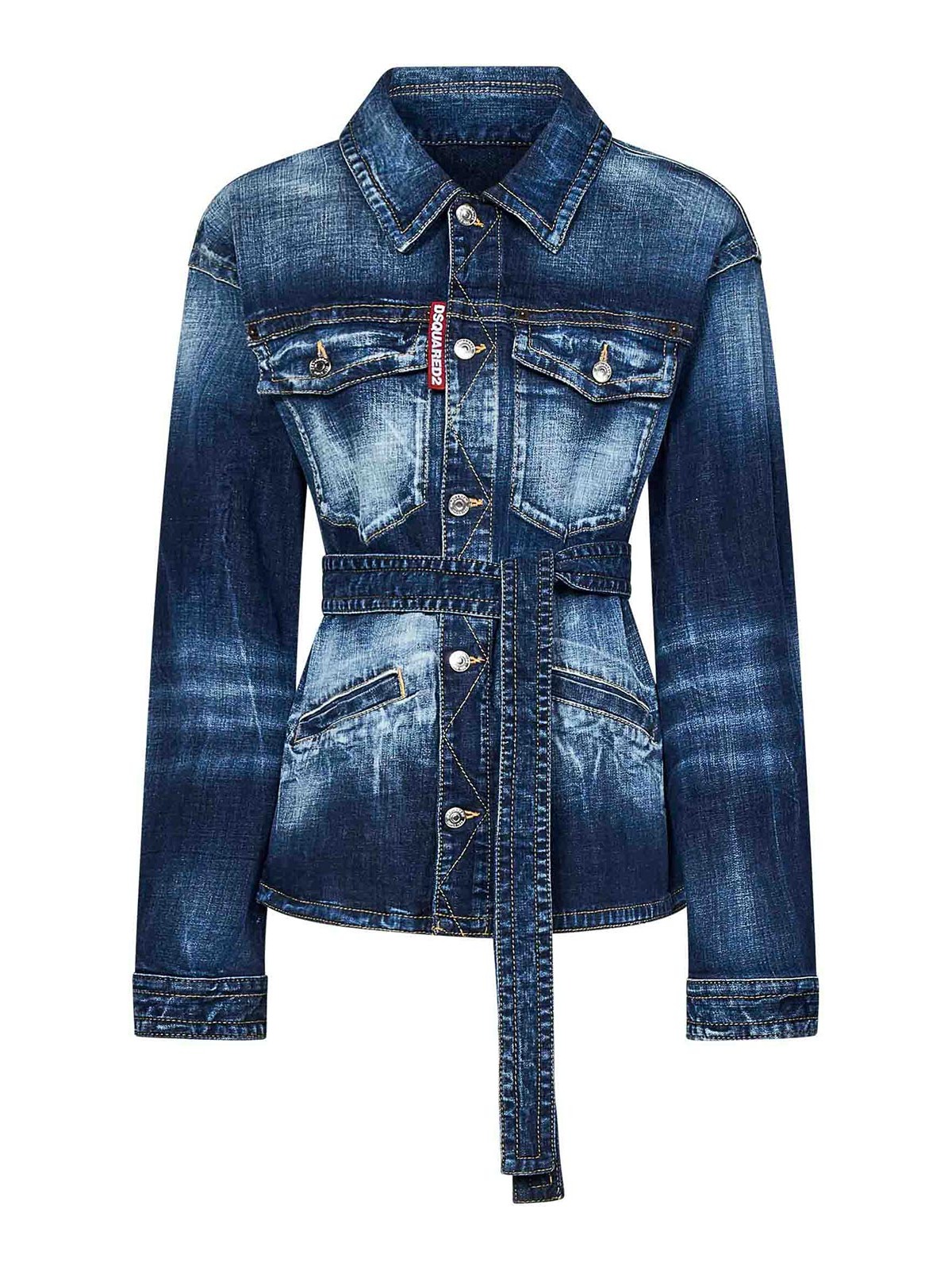 Dsquared2 Oversized Shirt In Blue Stretch Cotton Denim In Blue