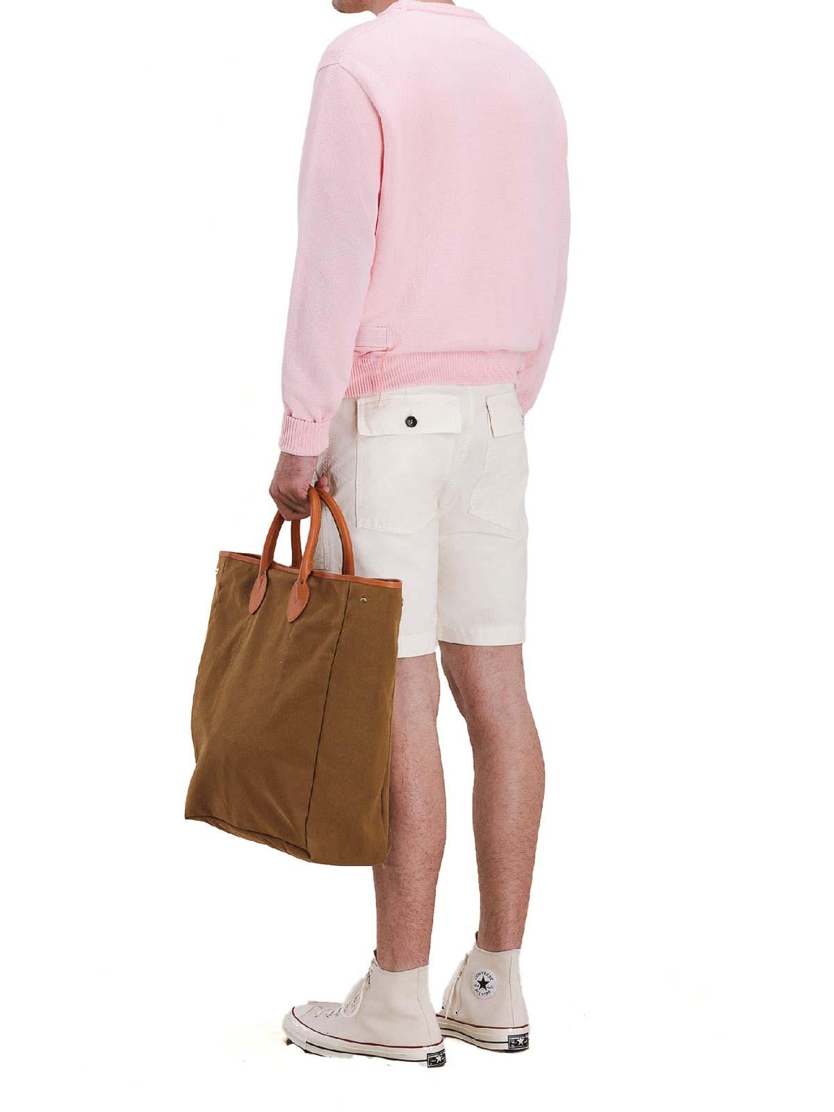 Fortela Crew Neck Sweater In Soft Pink Cotton In Pink