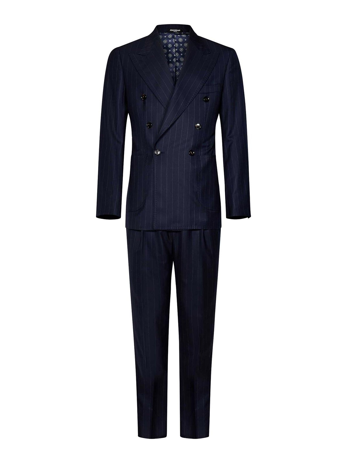 Franzese Collection Double-breasted James Bond Style Suit In Blue