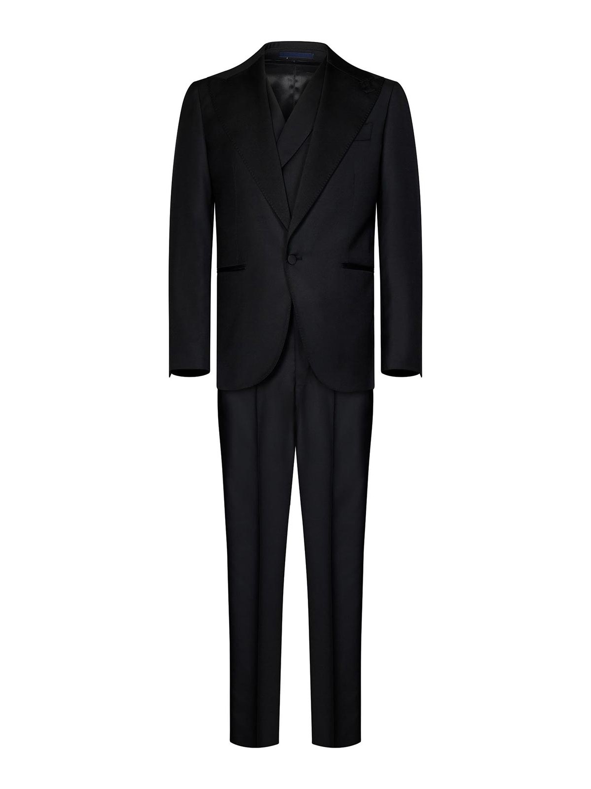 Franzese Collection James Bond Model  Super 170s Tuxedo Suit In Black