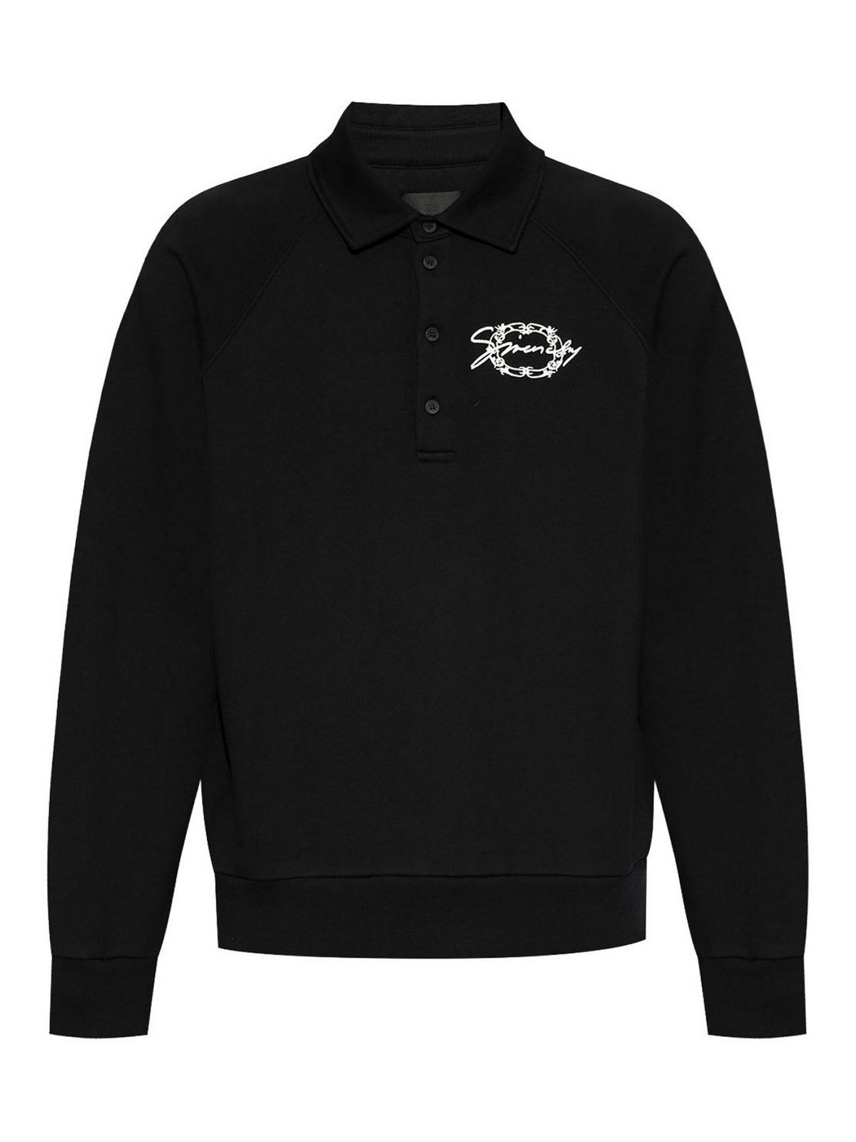 Givenchy Black Brushed Cotton Polo-style Sweatshirt