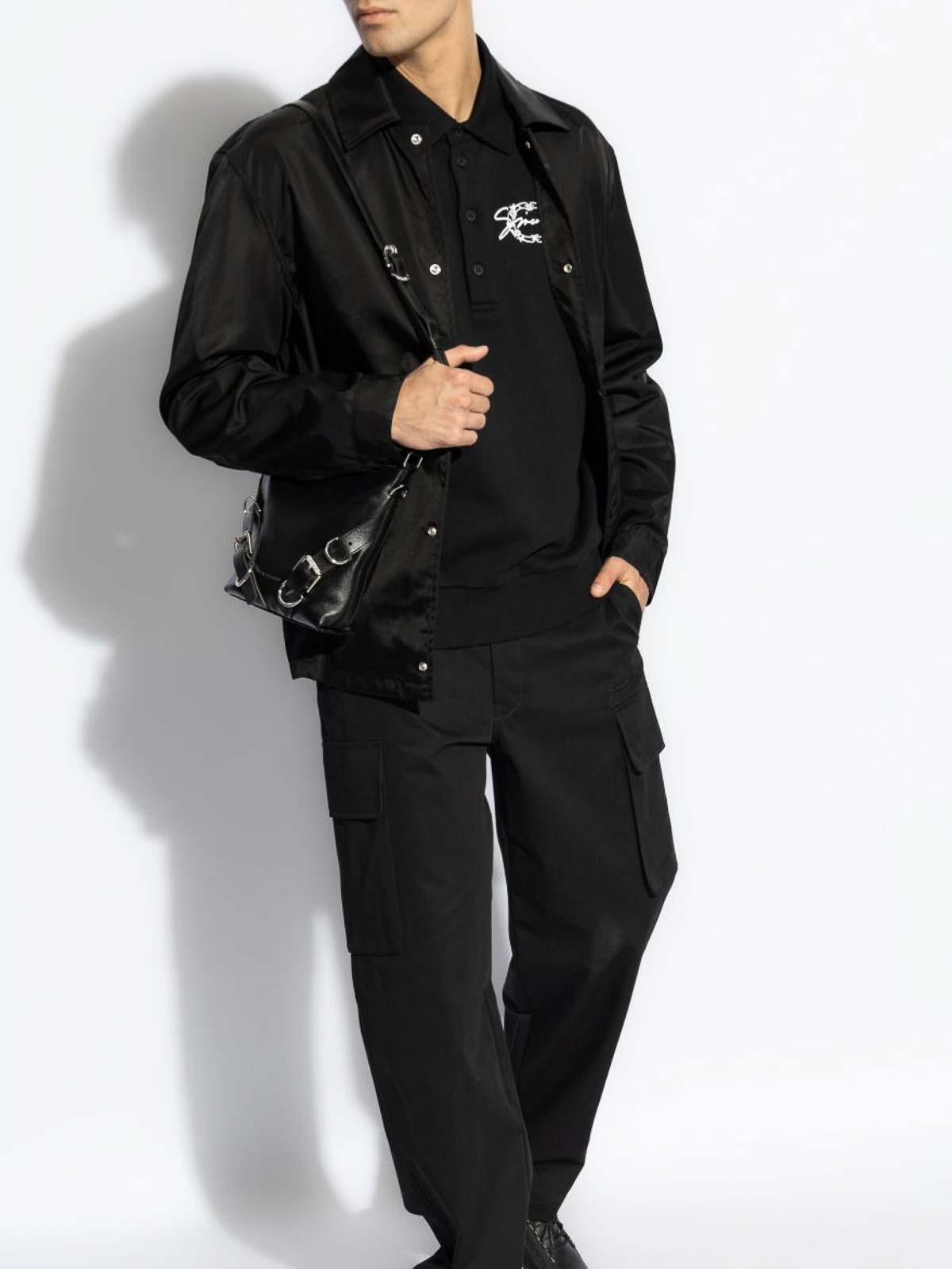 Givenchy Embroidered Logo Fleece Polo Sweatshirt In Black