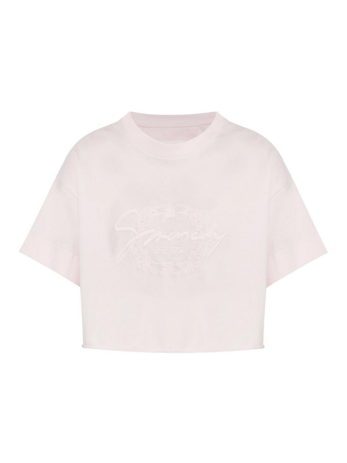 Givenchy Light Pink Cotton Cropped T-shirt In Nude