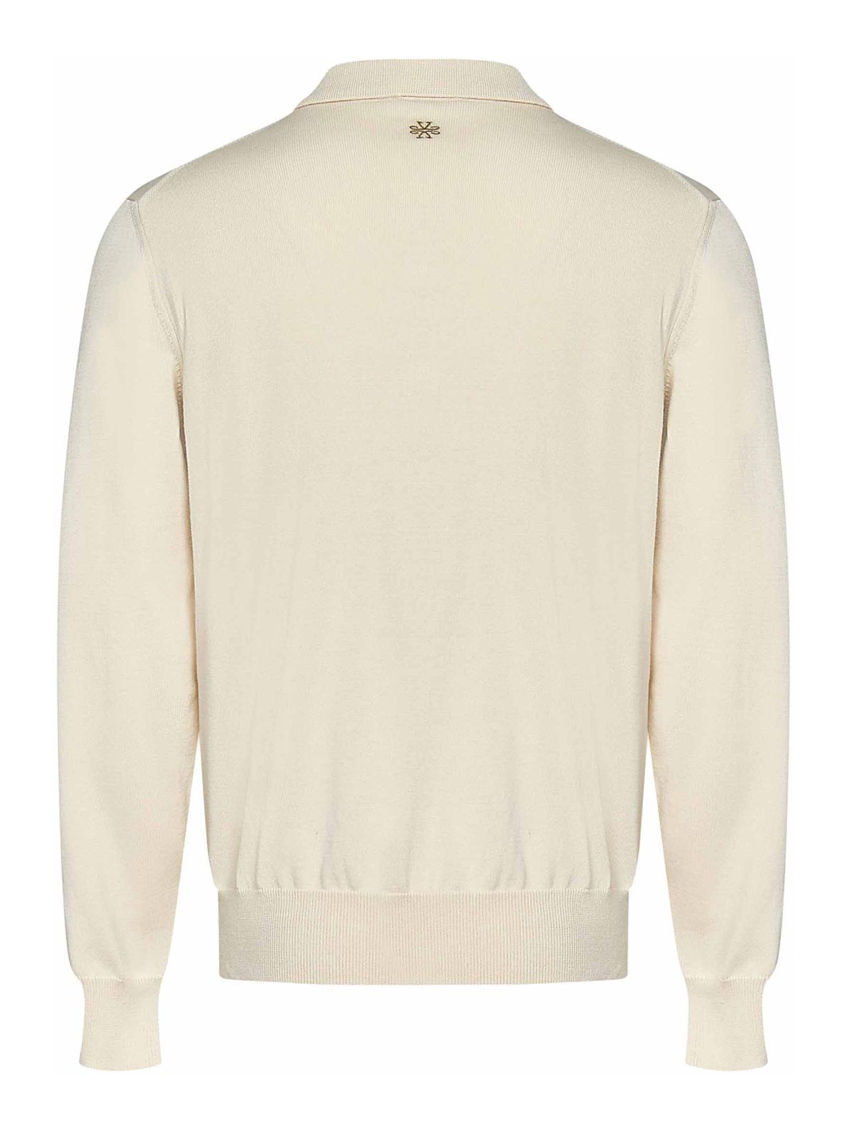 Jacob Cohen Long-sleeved Polo Shirt In Soft Beige Cotton Jersey In Gold