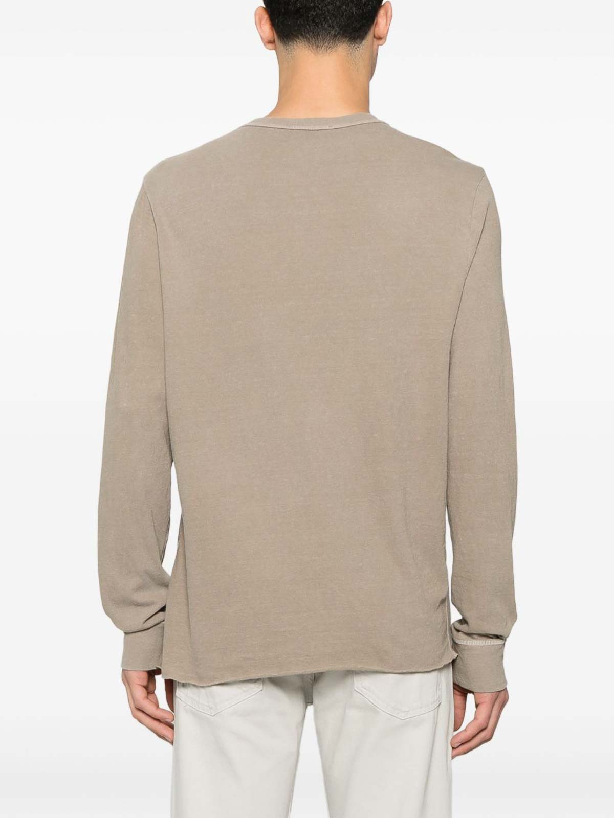 James Perse Long-Sleeved T-Shirt In Beige Cotton Jersey