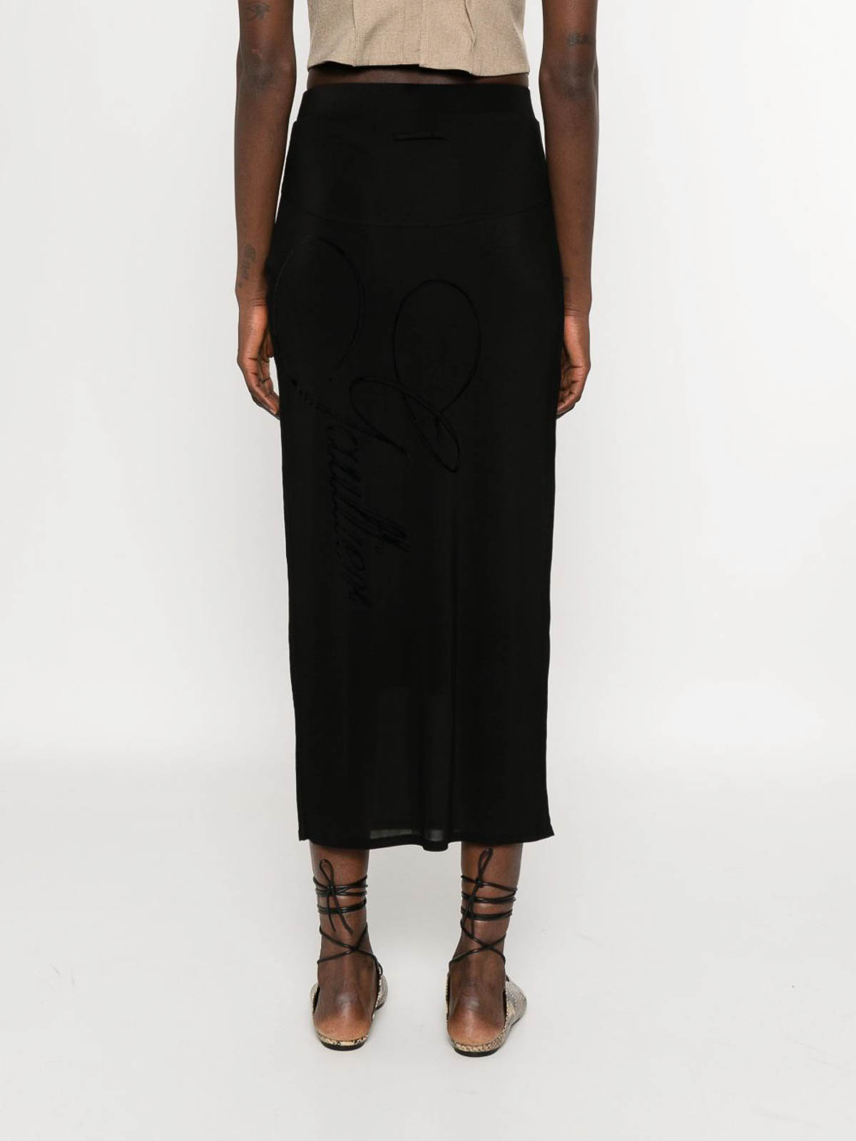 Jean Paul Gaultier Fitted Midi Skirt In Black