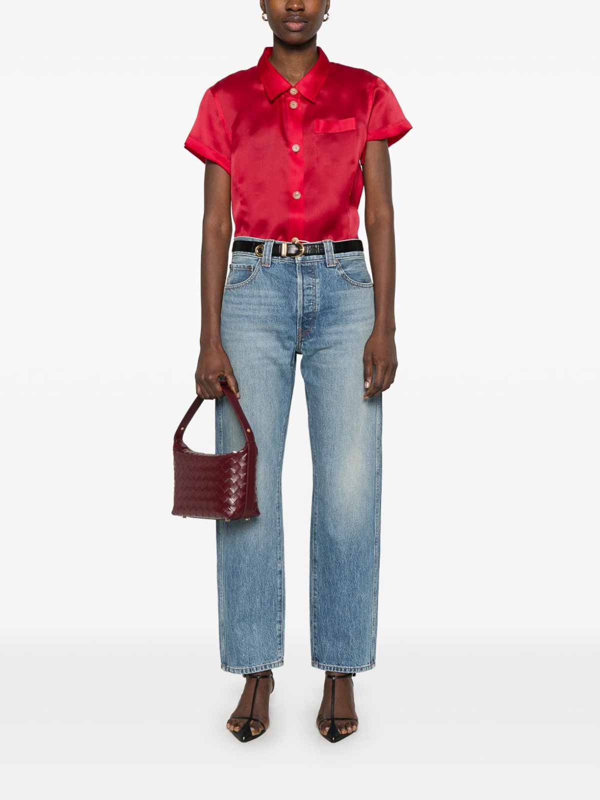 Khaite Callum Jeans In Faded Blue Cotton Denim In Blue