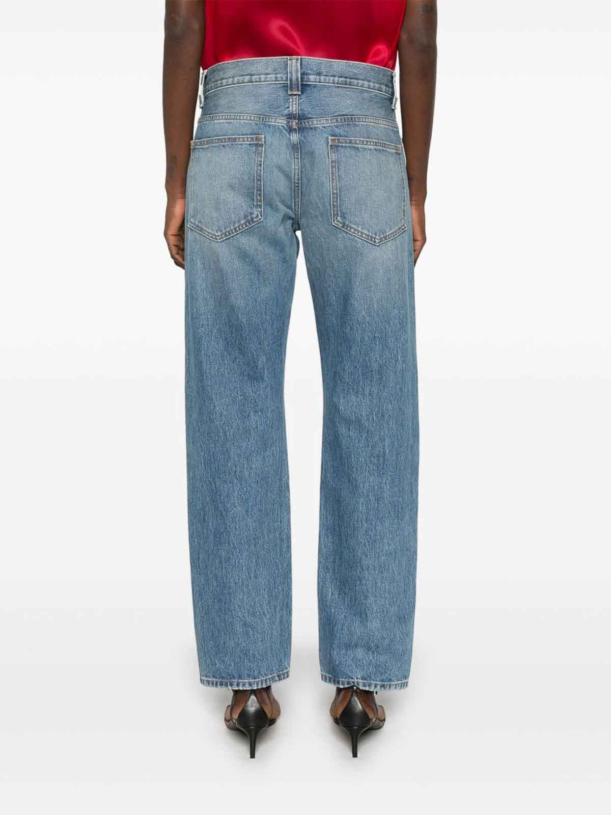 Khaite Callum Jeans In Faded Blue Cotton Denim In Blue