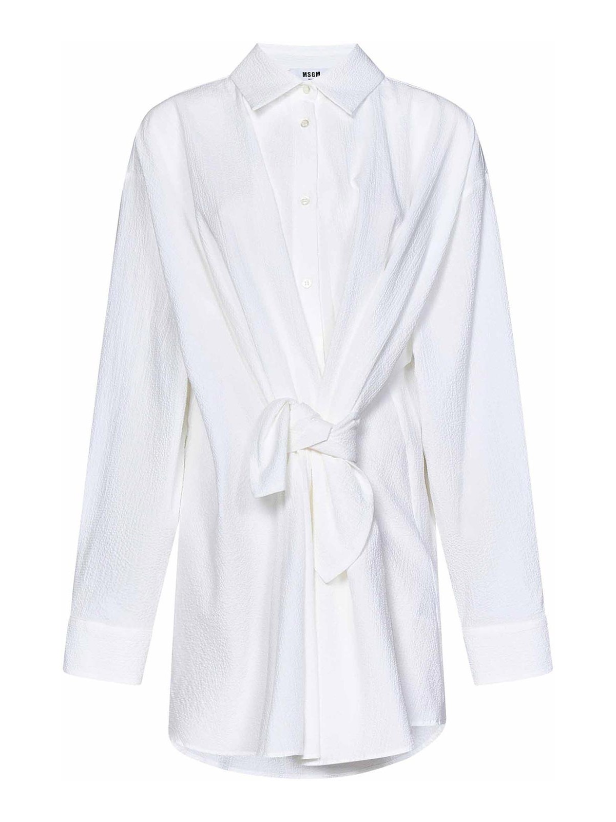 Msgm Short Chemisier Dress In White