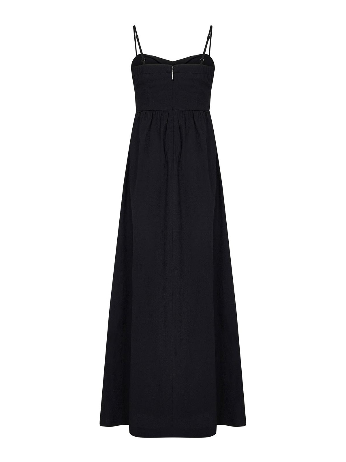 Msgm Fitted Black Dress With Ruching And Flowing Skirt In Black