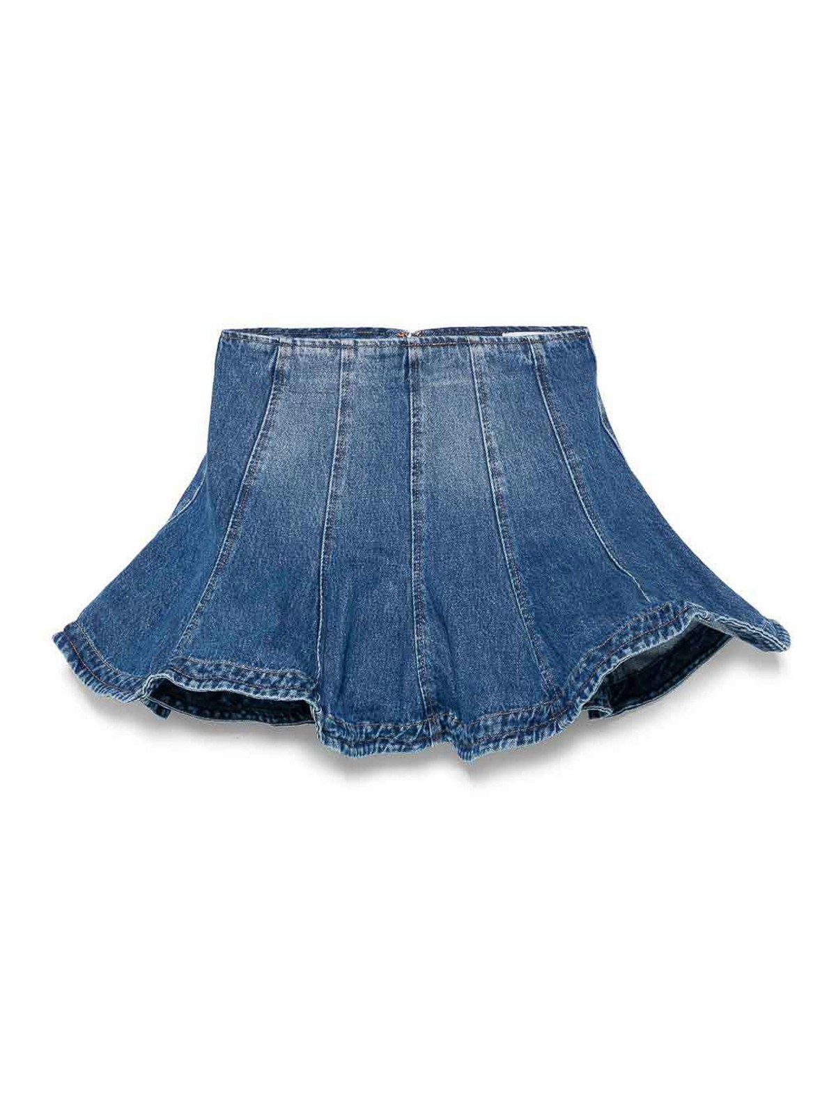 Msgm Flared Denim Skirt With Multi-panel Design In Blue