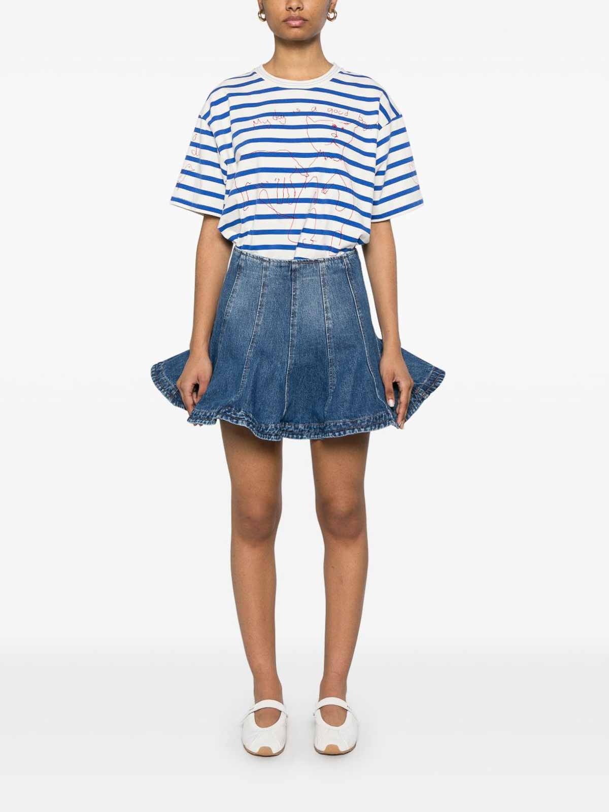 Msgm Flared Denim Skirt With Multi-panel Design In Blue