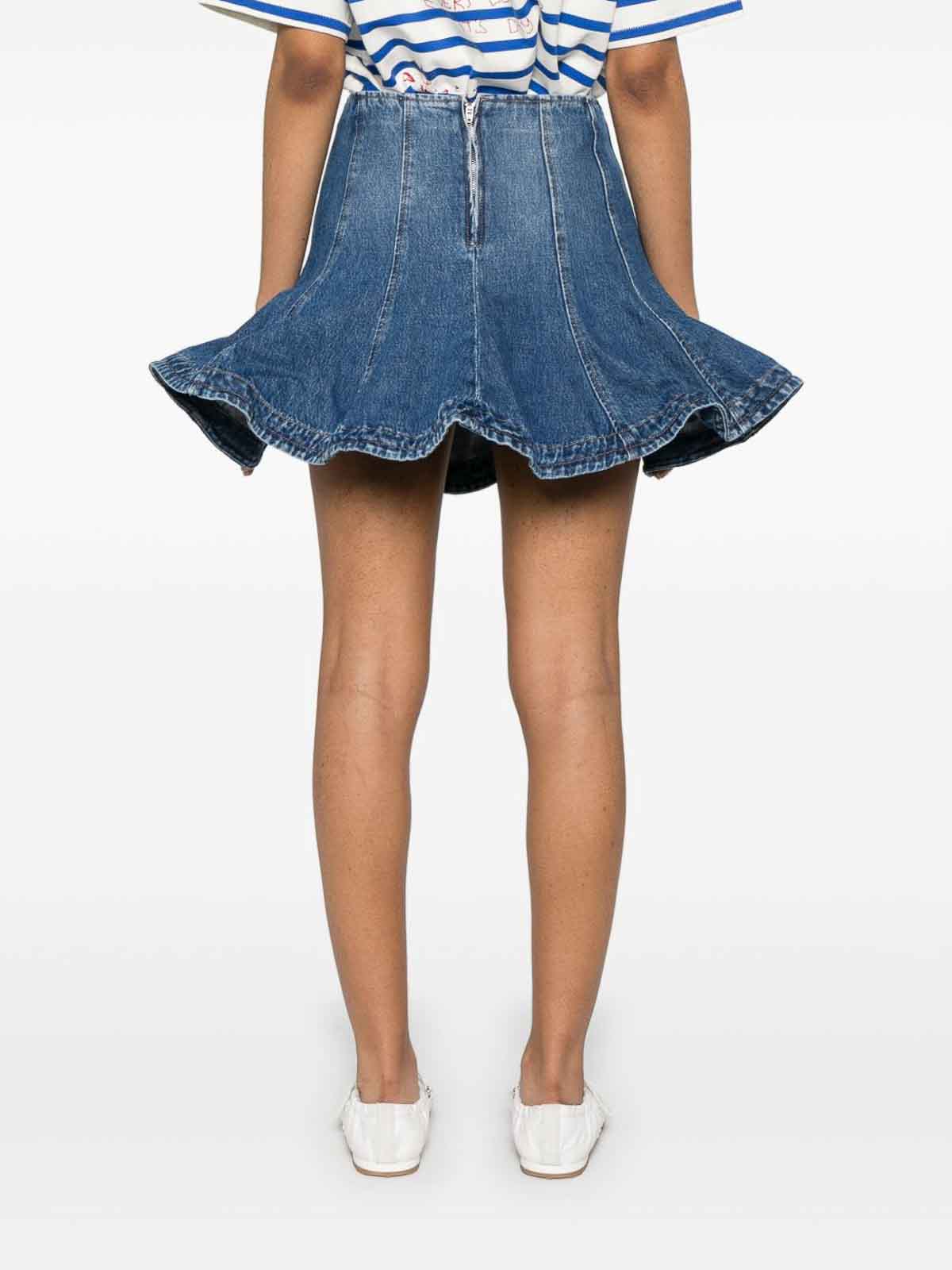 Msgm Flared Denim Skirt With Multi-panel Design In Blue