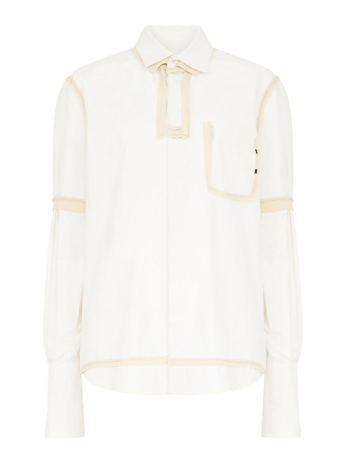 Maison Margiela Deconstructed White Shirt With Tailored Beige Detailing In White