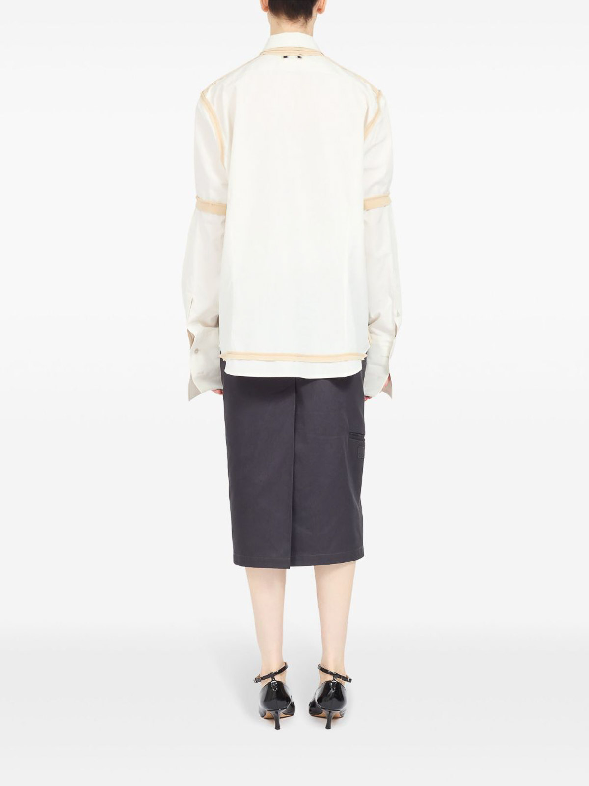 Maison Margiela Deconstructed White Shirt With Tailored Beige Detailing In White