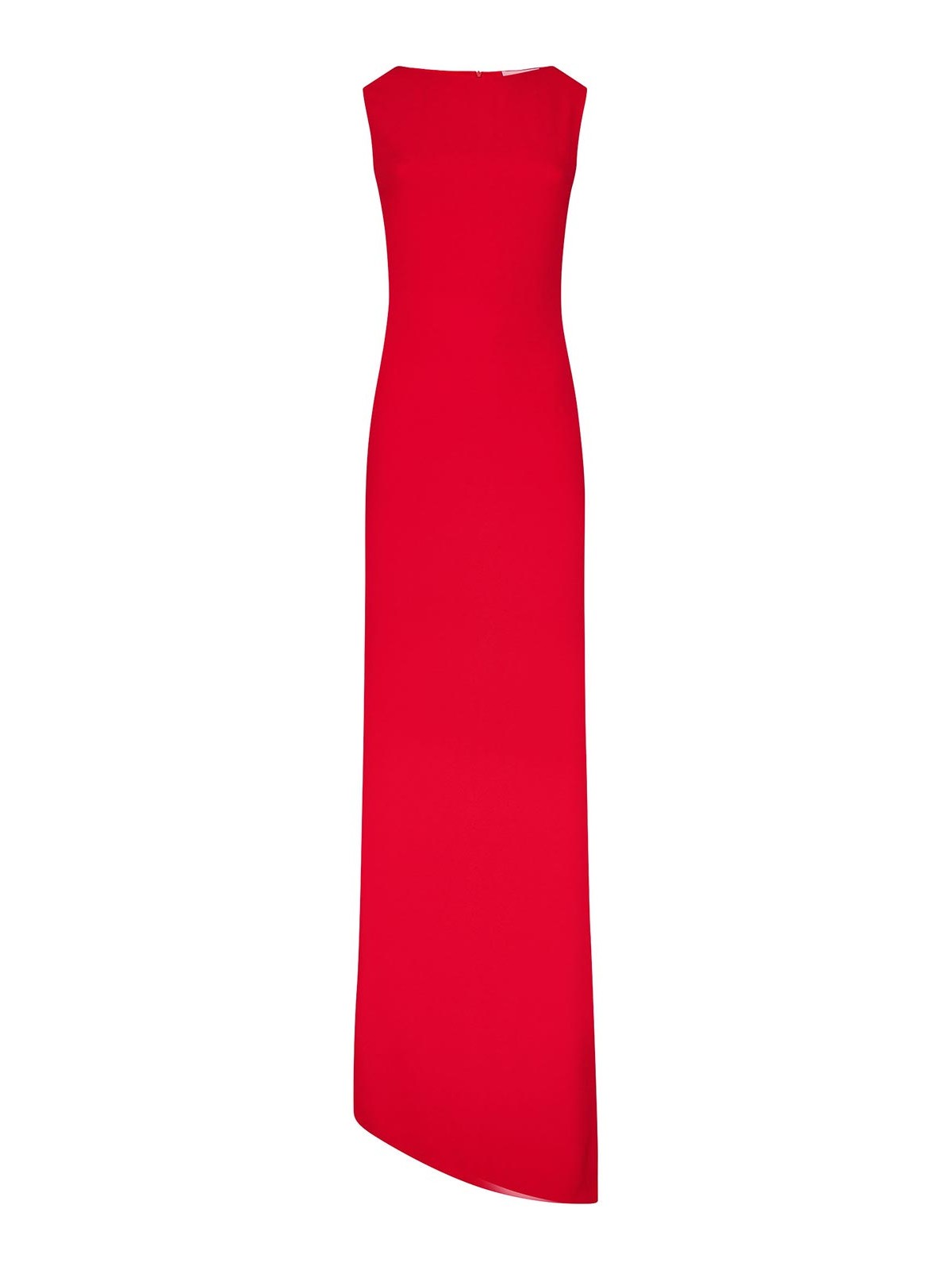 Monot Long Red Crepe Sleeveless Dress In Red