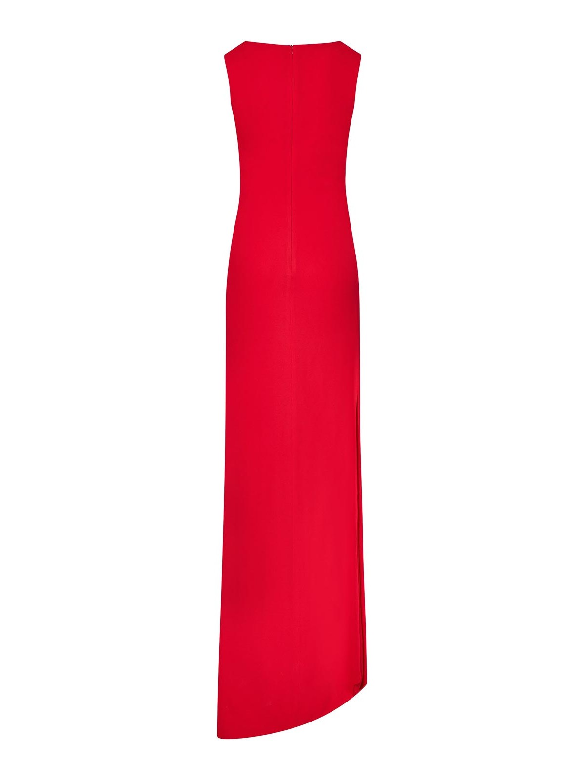 Monot Long Red Crepe Sleeveless Dress In Red