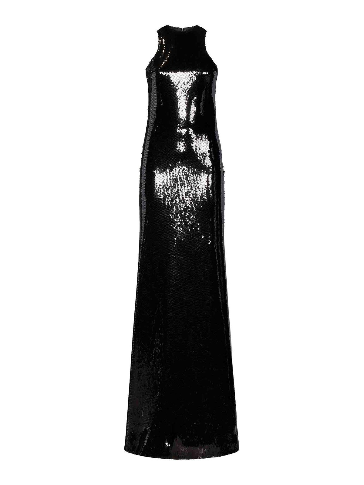 Monot Black Glossy Sequin Tank Top Maxi Dress In Black