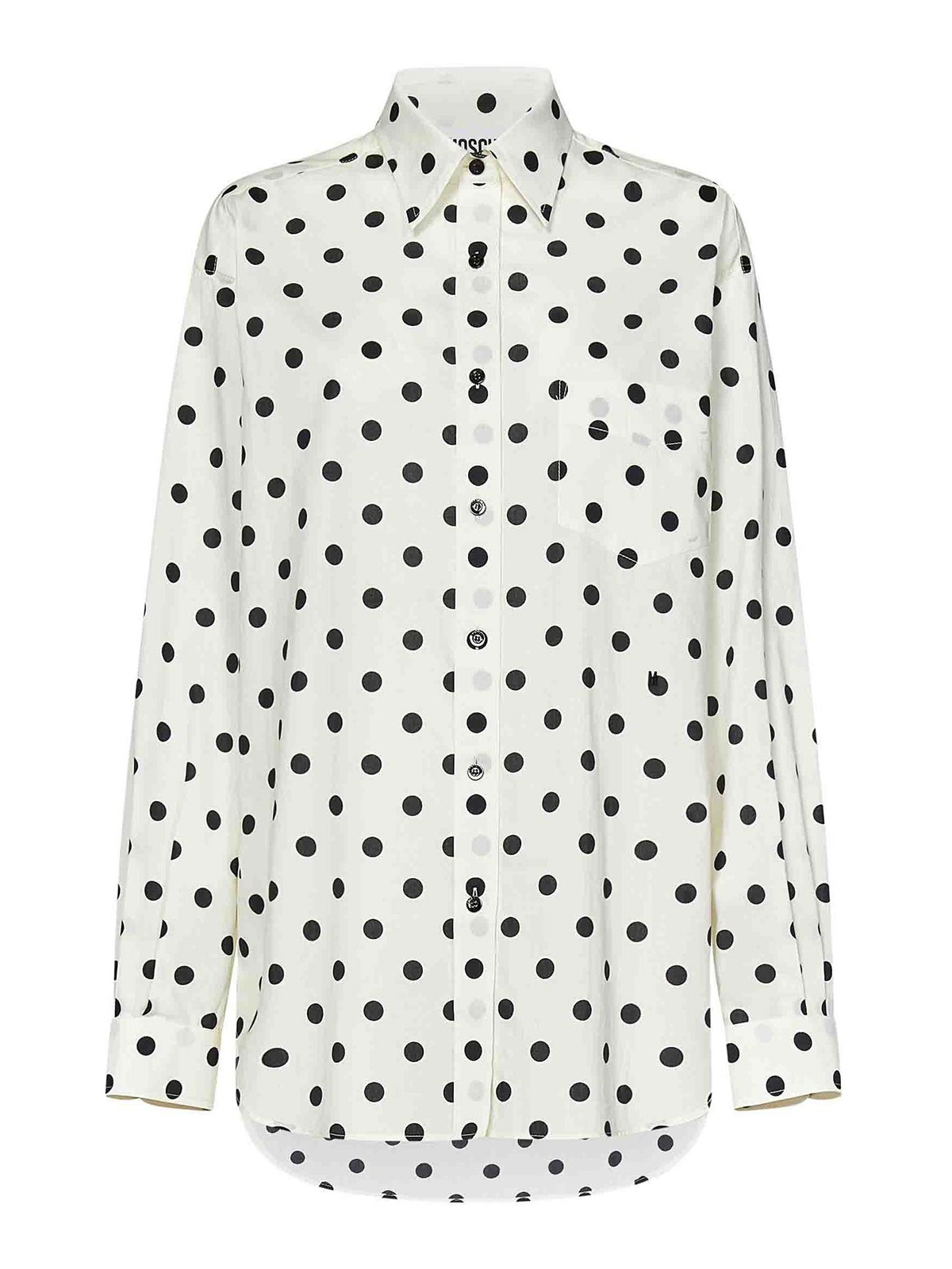 Moschino Ivory Cotton Voile Shirt With Polka Dot Pattern In White