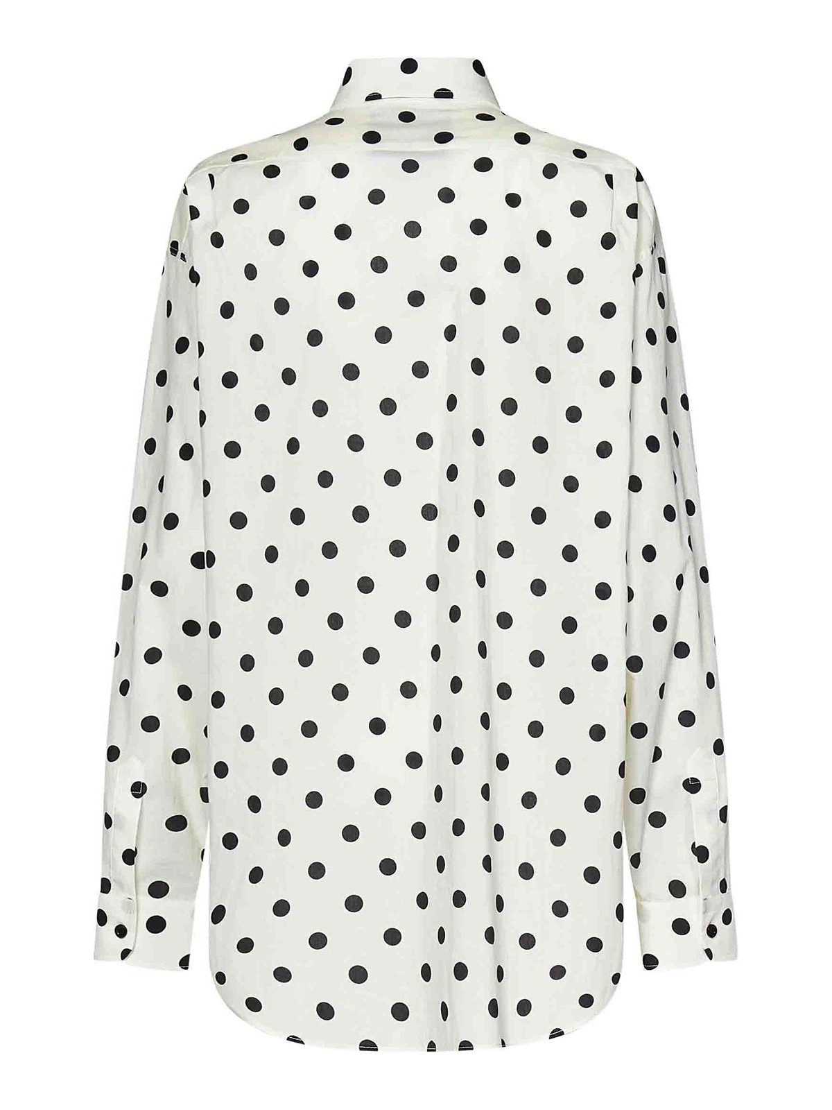 Moschino Ivory Cotton Voile Shirt With Polka Dot Pattern In White
