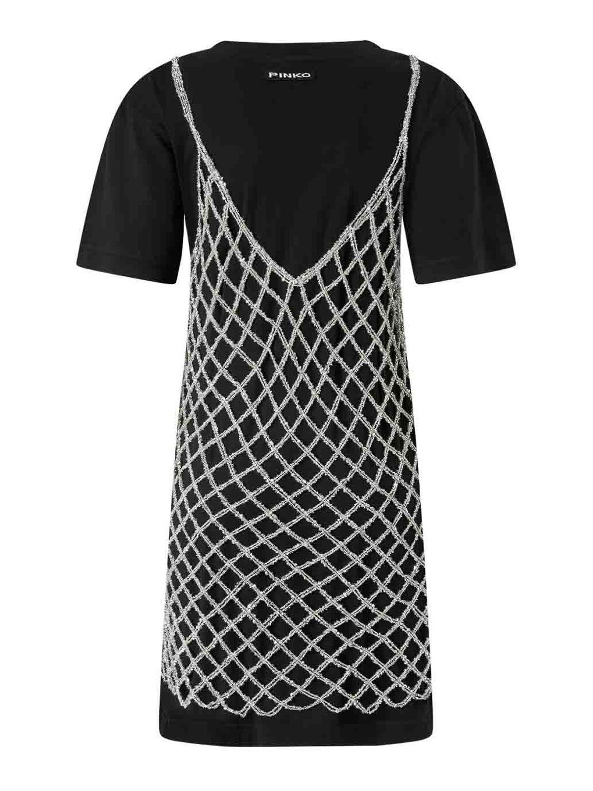 Pinko Black Cotton T-shirt Dress In Black