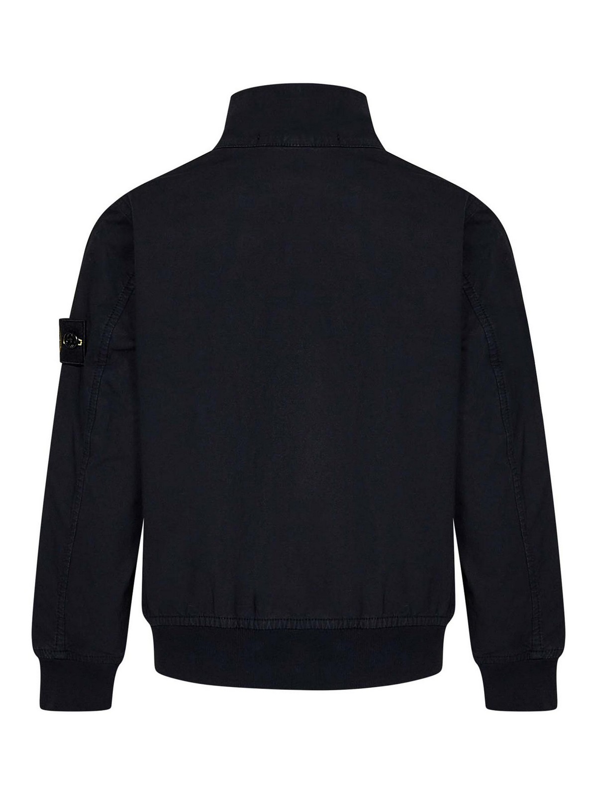 Stone Island Navy Blue Stretch Bomber Jacket For Boys In Gray