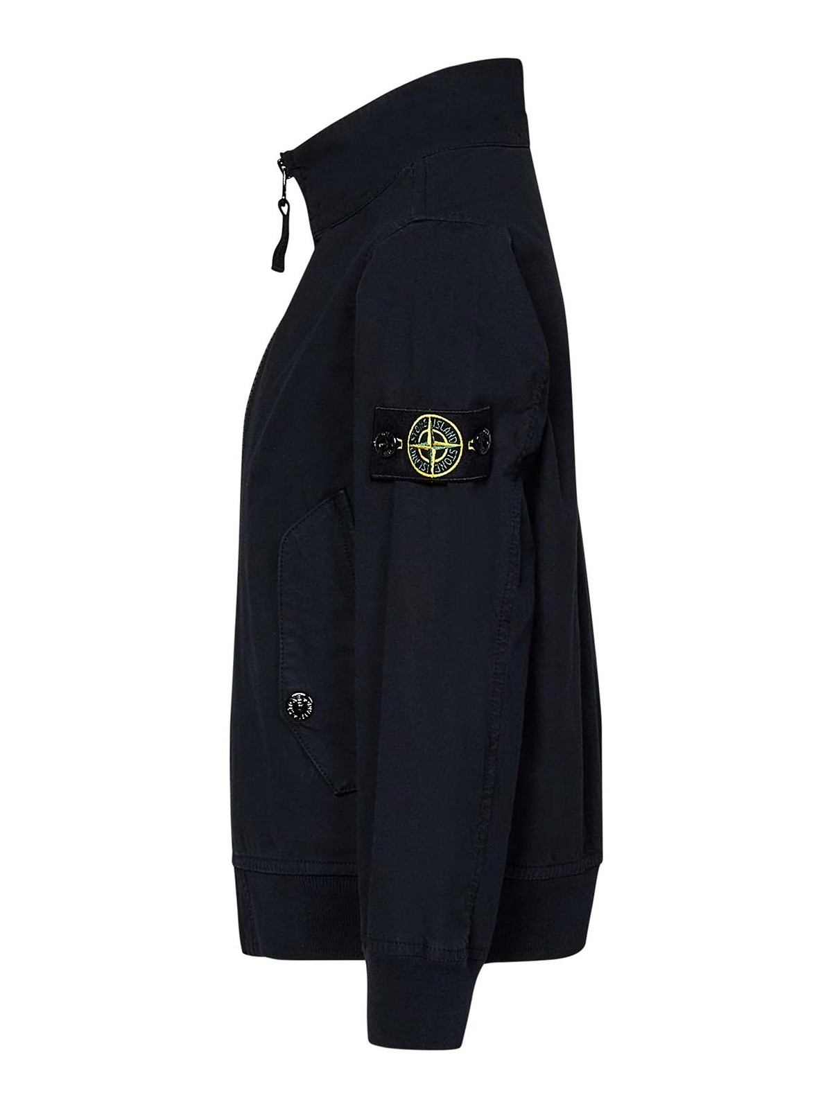 Stone Island Navy Blue Stretch Bomber Jacket For Boys In Gray