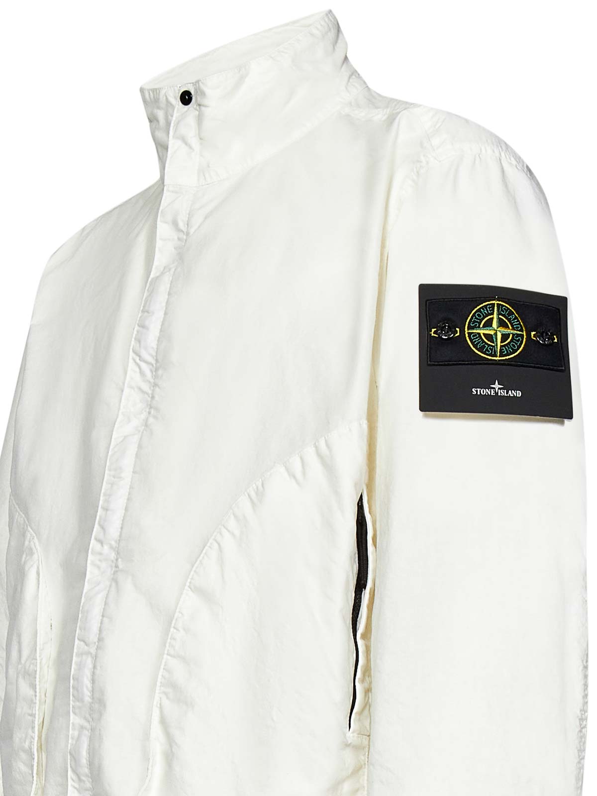 Stone Island White Nylon Windbreaker Jacket In White