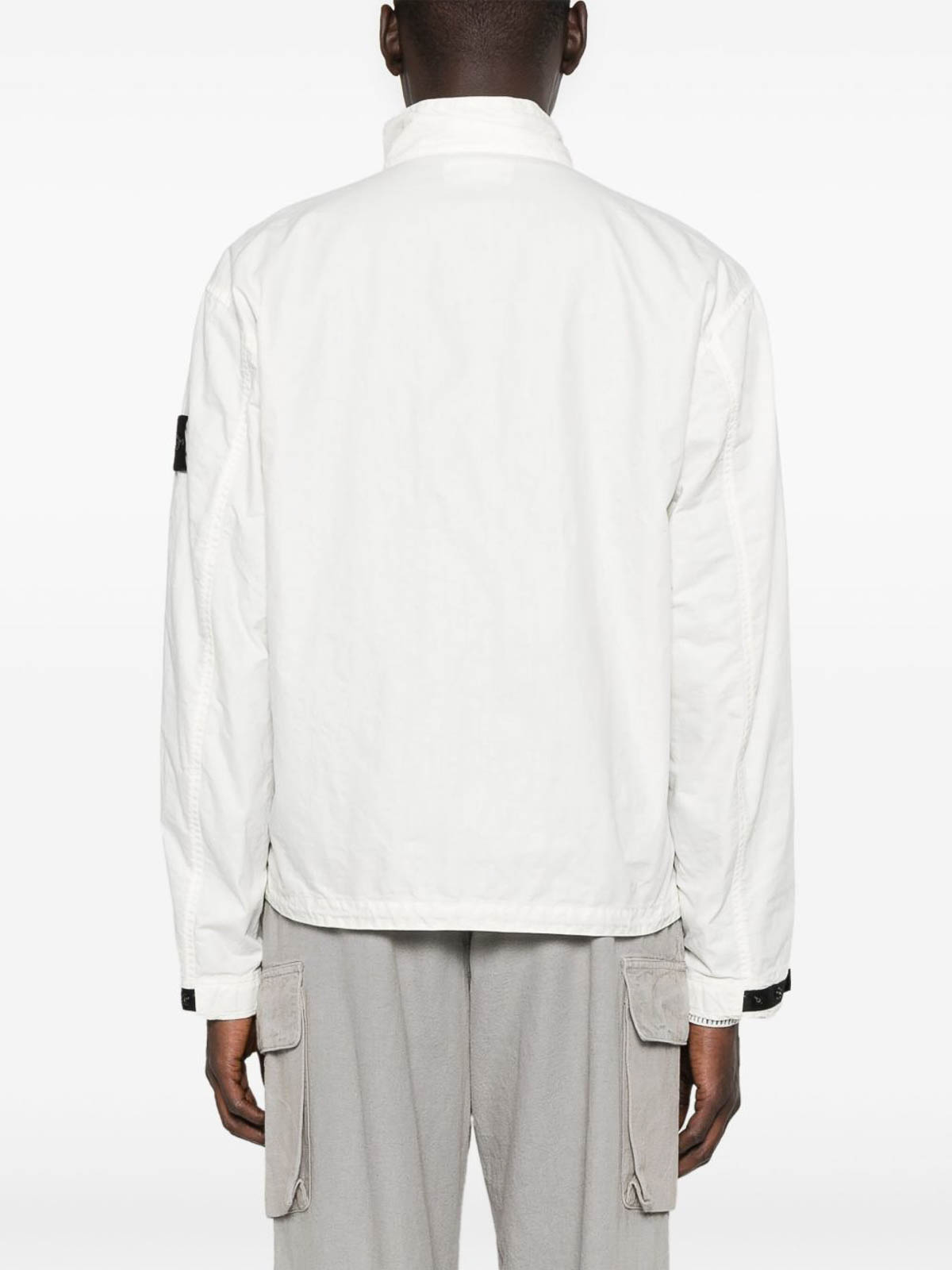 Stone Island White Nylon Windbreaker Jacket In White