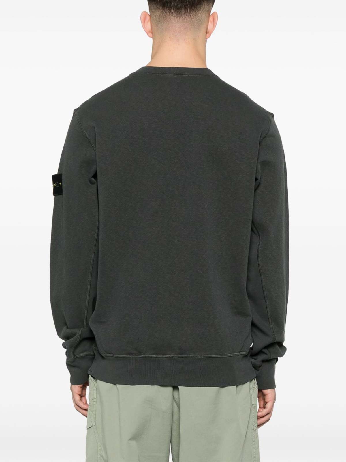 Stone Island Charcoal Grey Crewneck Sweatshirt In Blue
