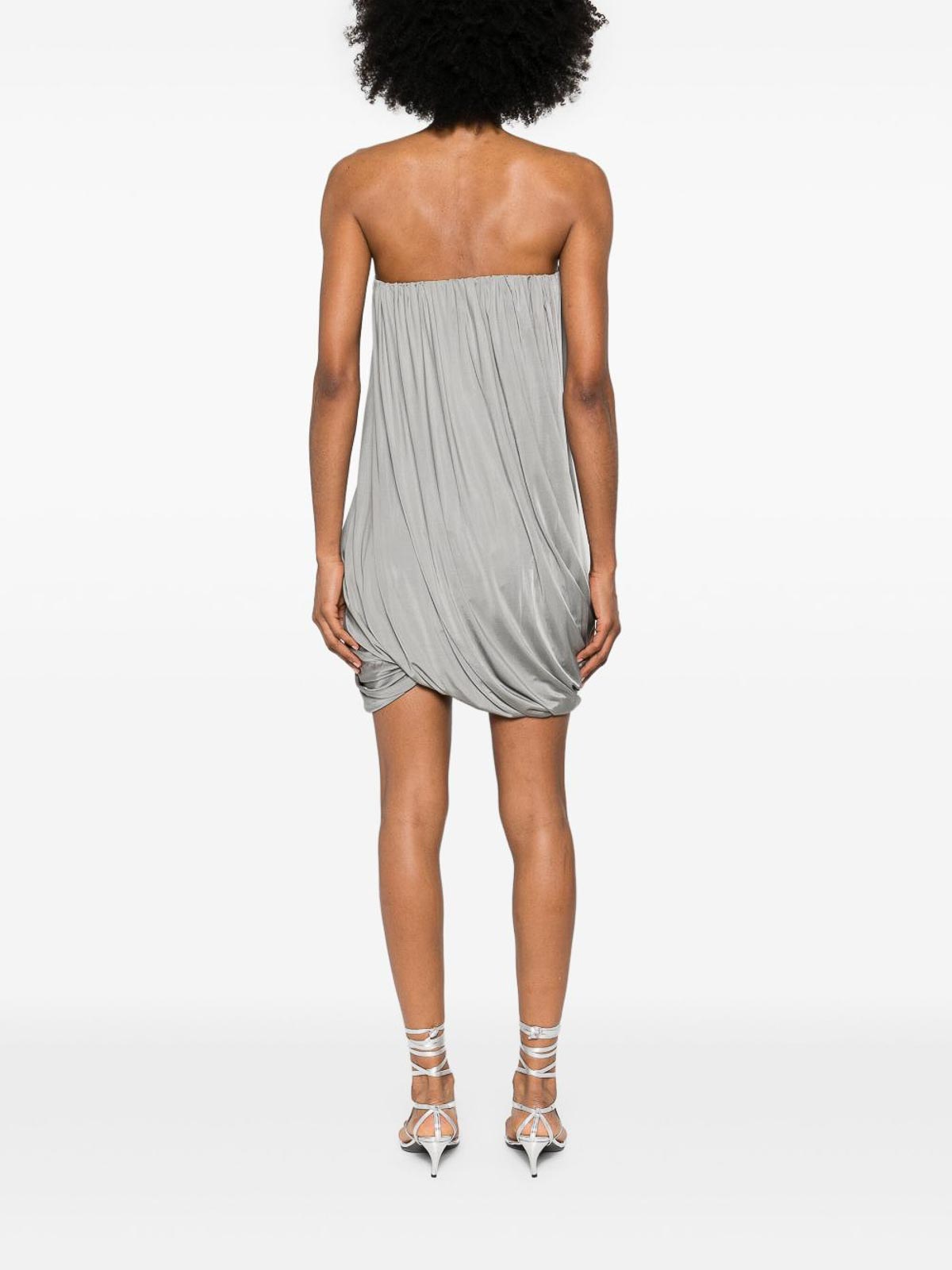 Attico Strapless Mini Dress In Grey Viscose In Gray
