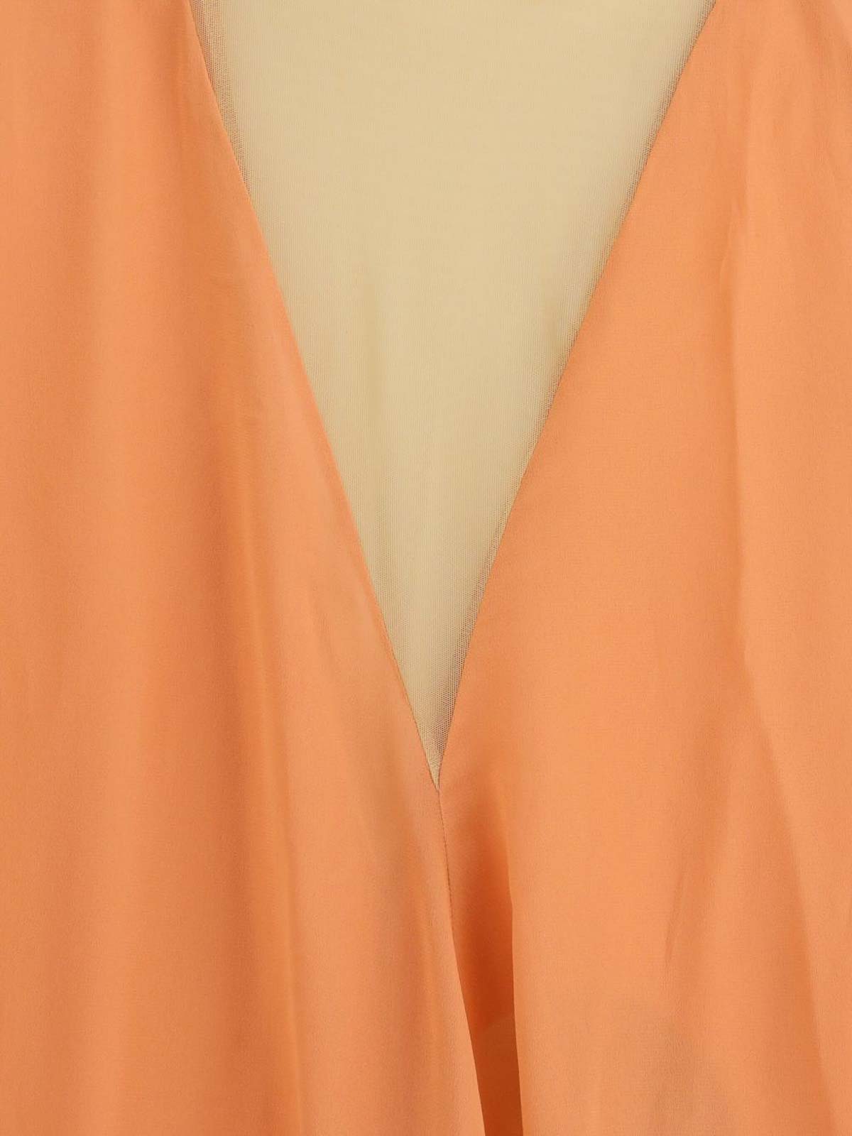 Attico Long Sand-colored Tulle Dress In Multi