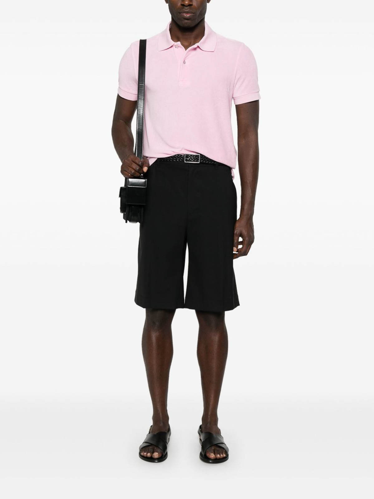 Tom Ford Pink Cotton Blend Towelling Polo Shirt In Pink