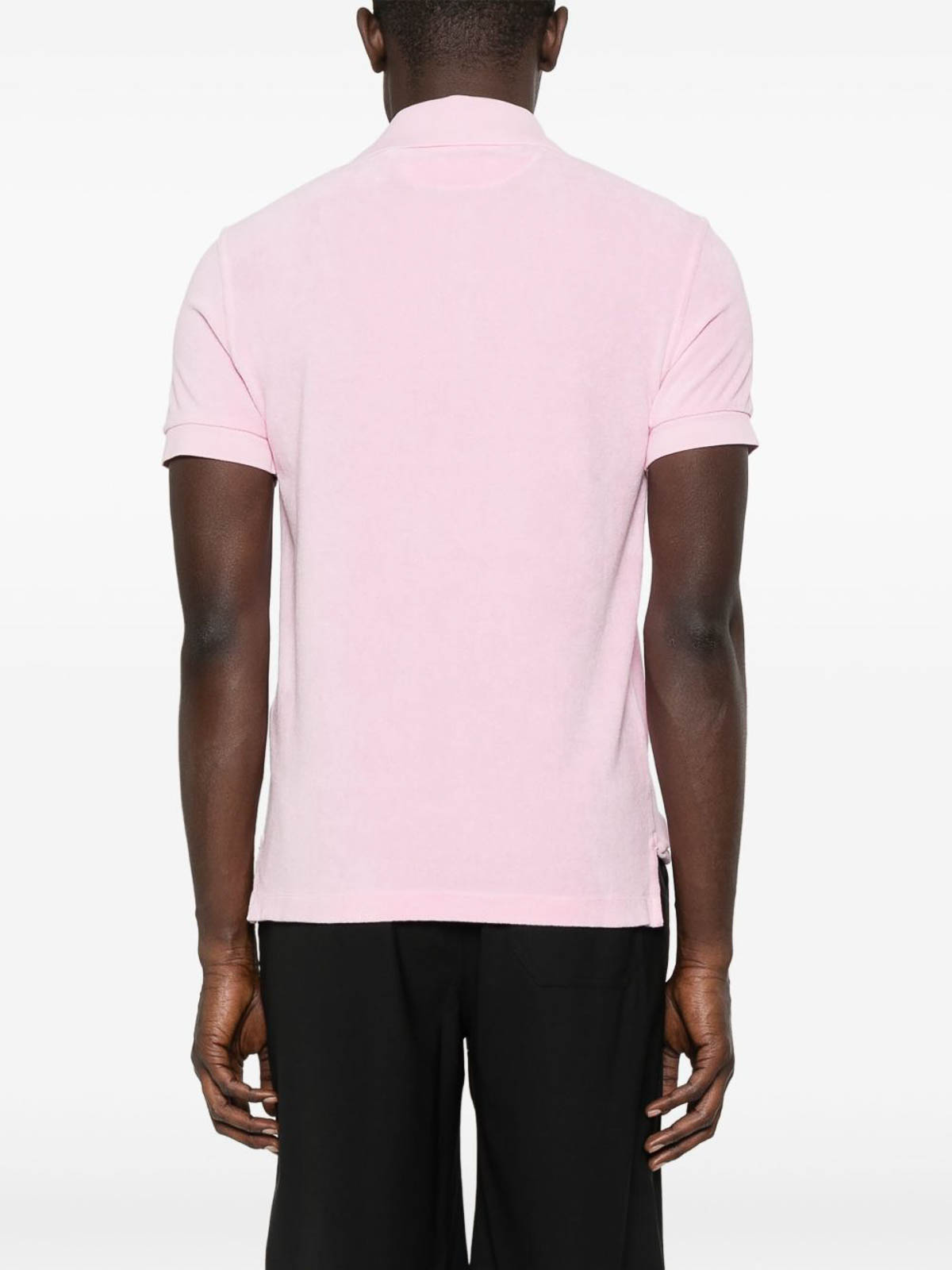 Tom Ford Pink Cotton Blend Towelling Polo Shirt In Pink