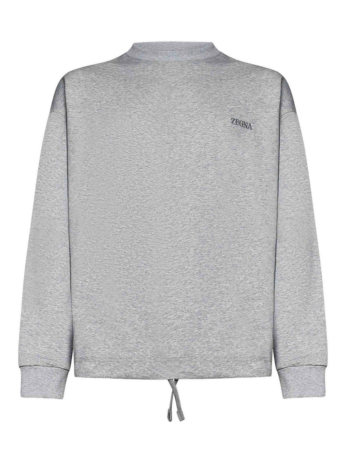 Zegna Crewneck Sweatshirt With Embroidered Logo In Gray