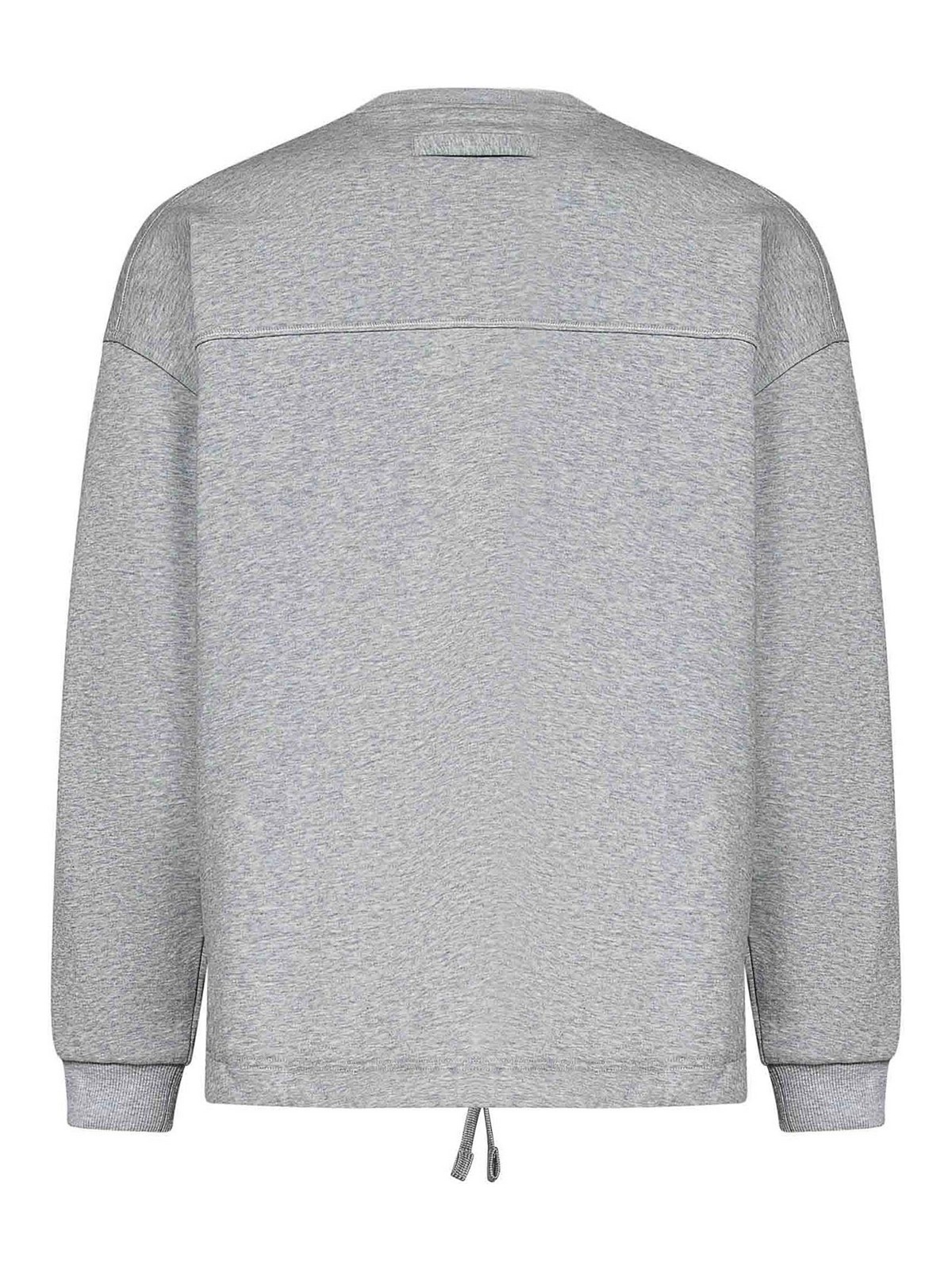Zegna Crewneck Sweatshirt With Embroidered Logo In Gray