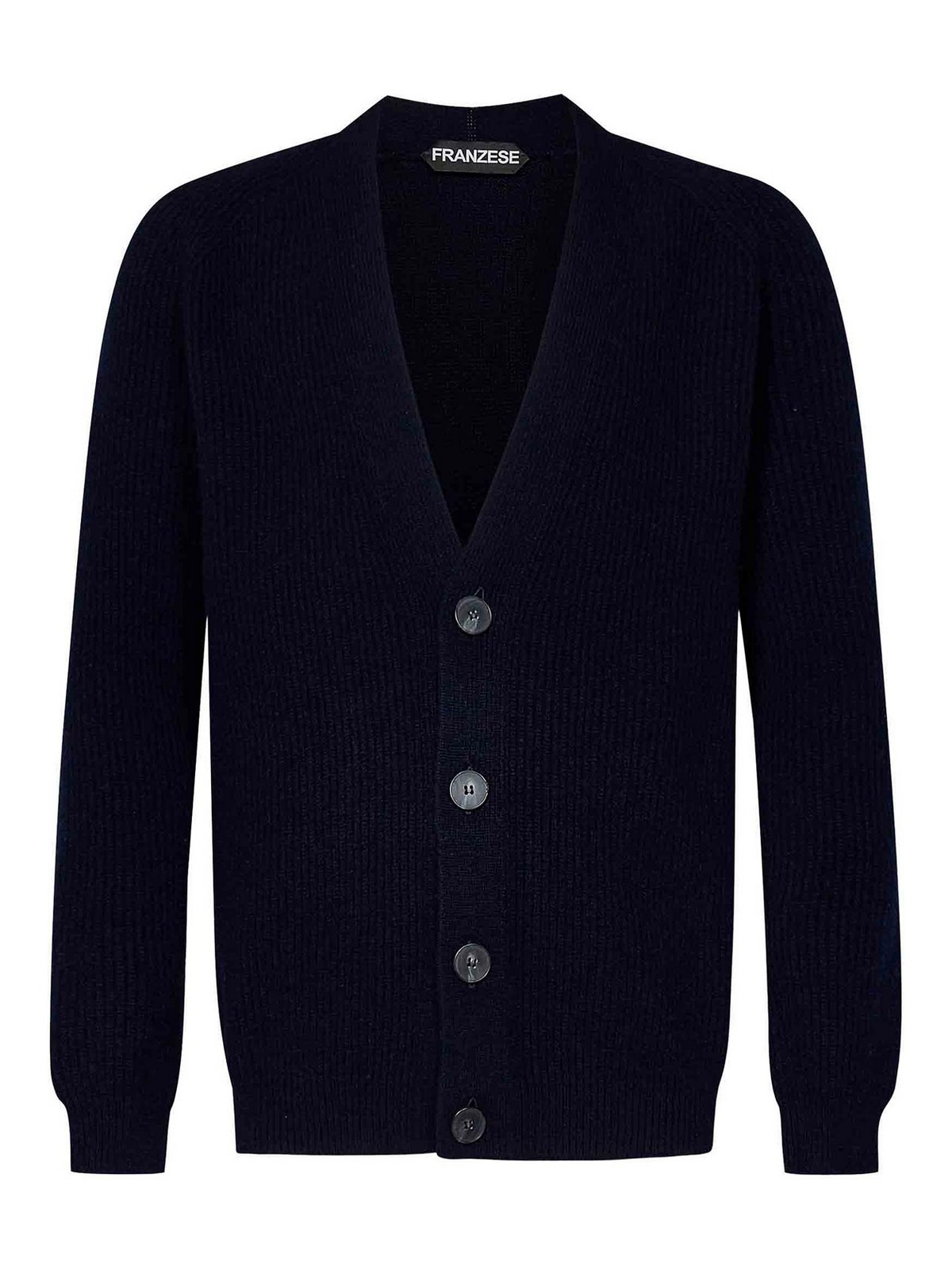 Franzese Collection Fishermans Rib-stitch Cashmere Knit Cardigan In Blue