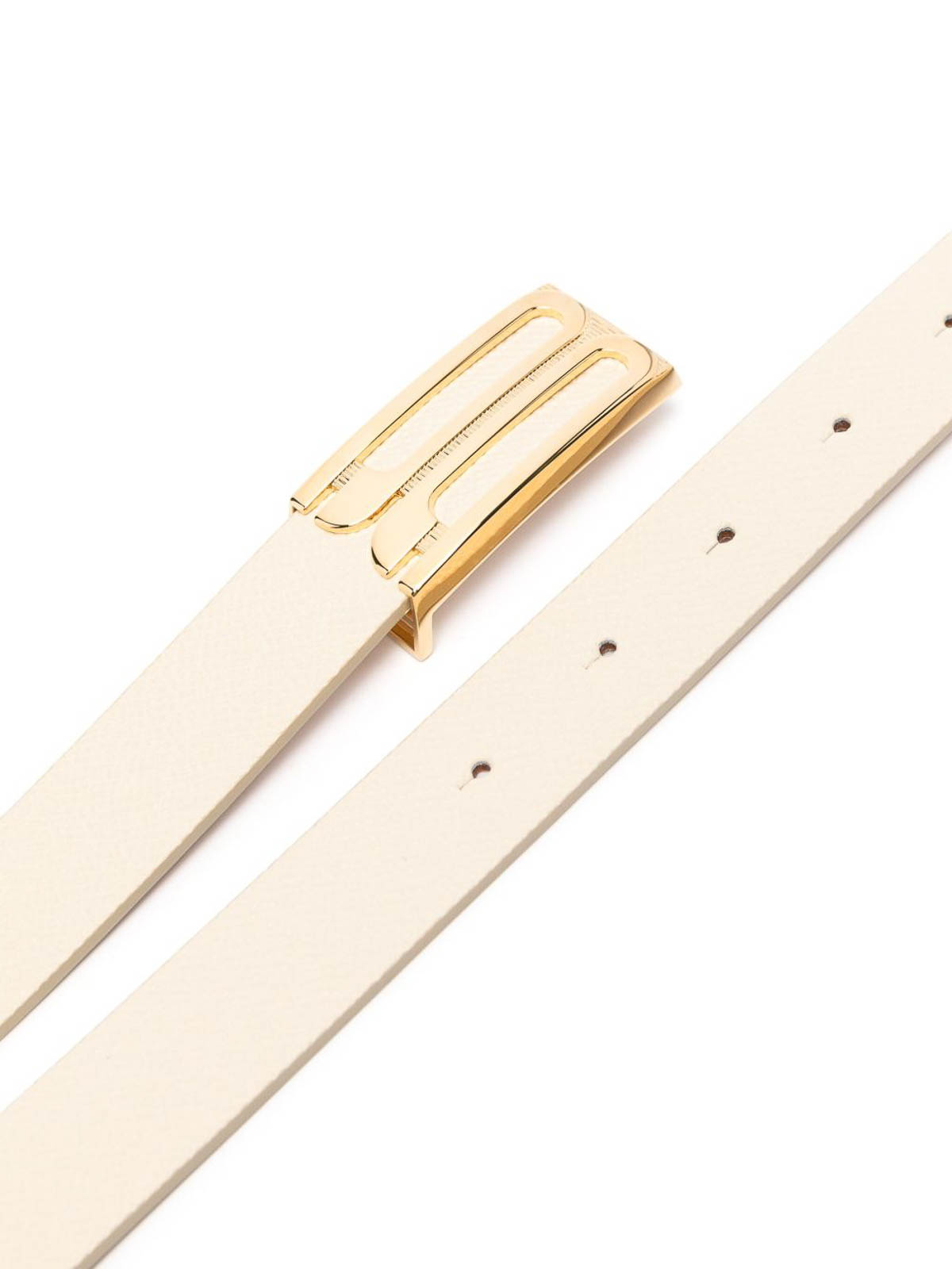 Victoria Beckham Frame Belt Ivory Grained Calfskin Belt In White