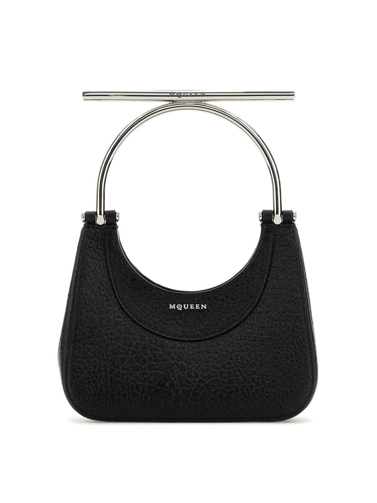 McQueen T-Bar Mini Black Lagbskin Bag