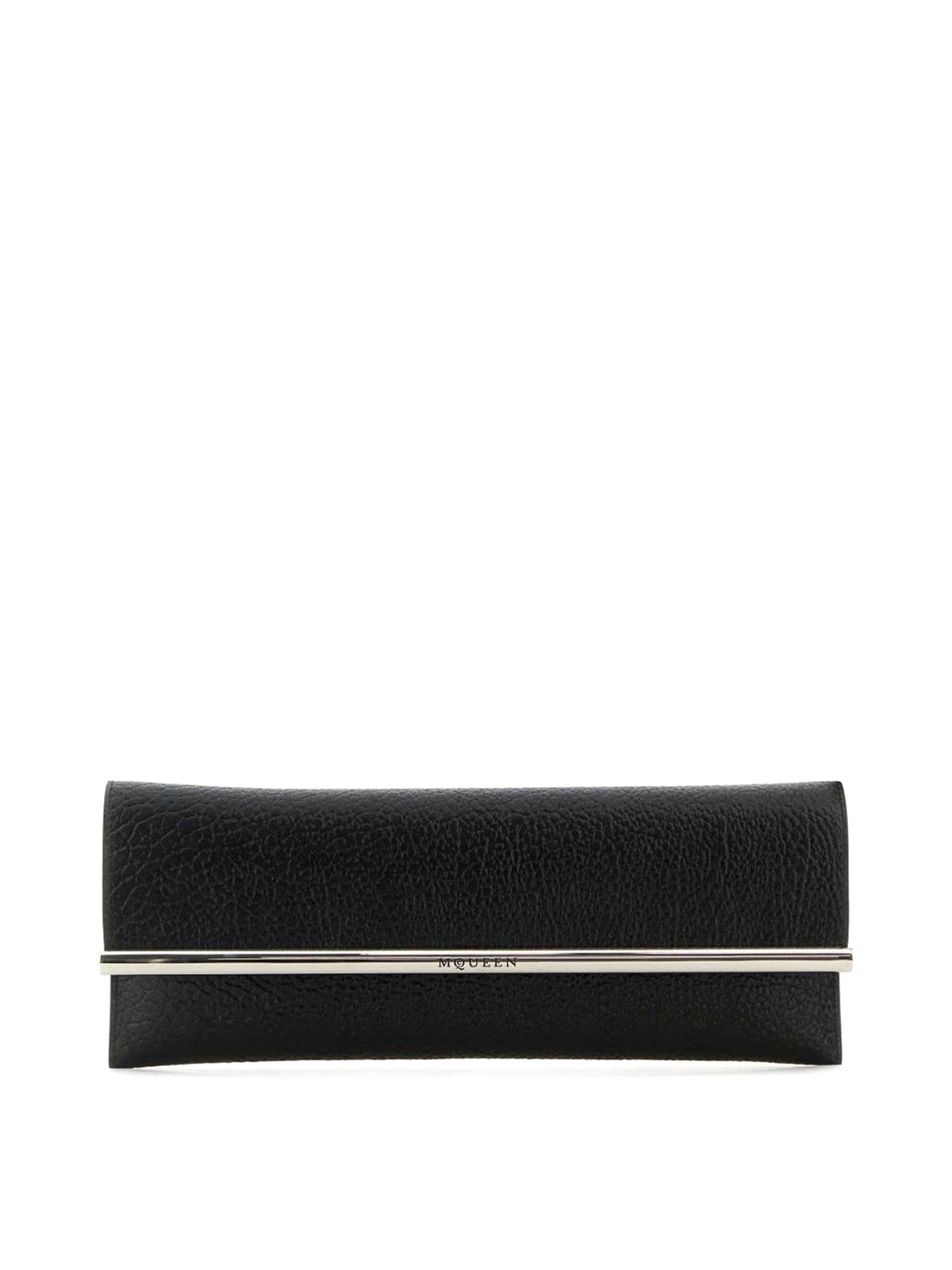 Alexander Mcqueen Cross B-long Black Lambskin Clutch In Black