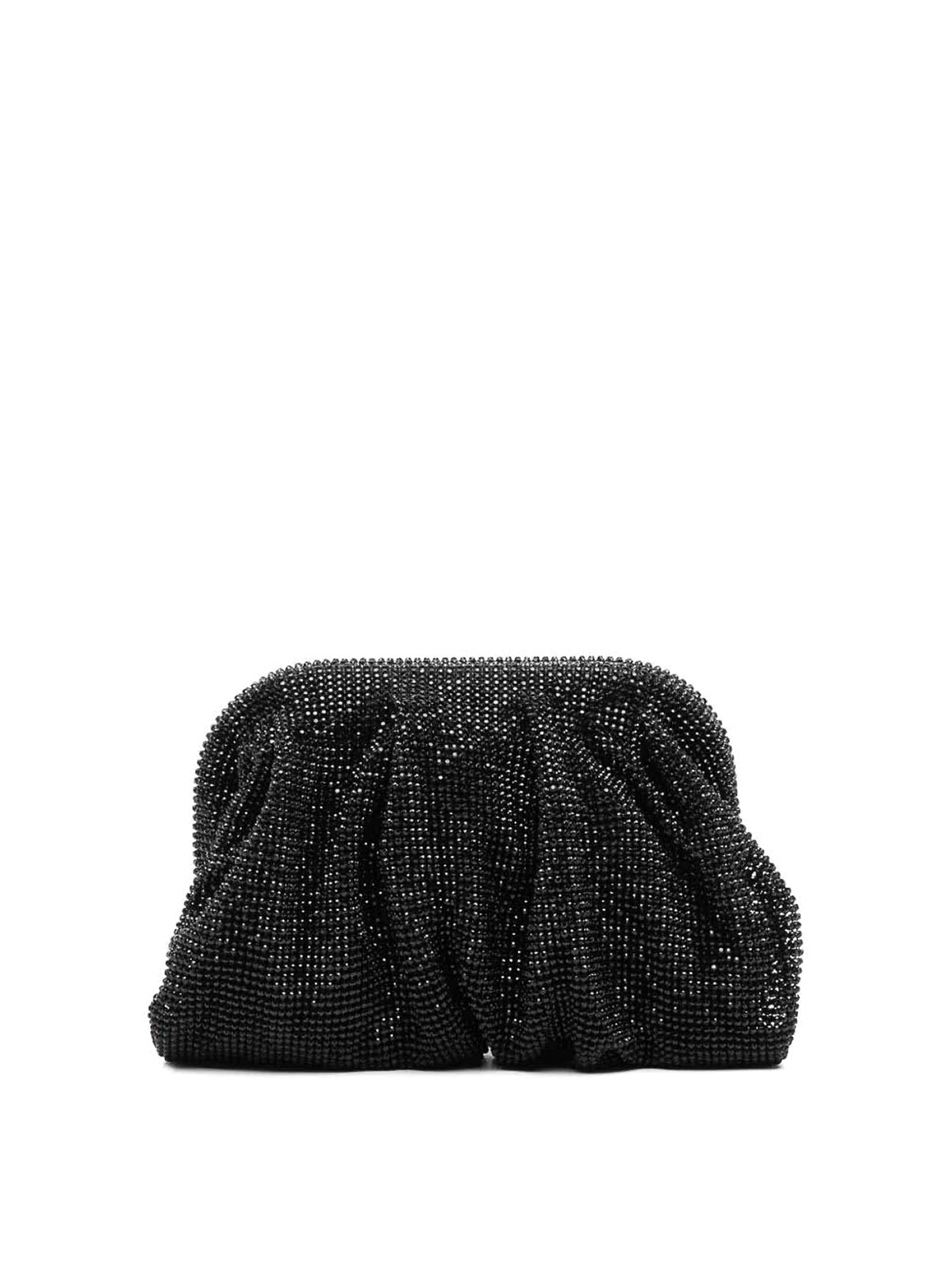 Benedetta Bruzziches Rhinestone And Satin Venus La Petite James Bond Pochette In Black