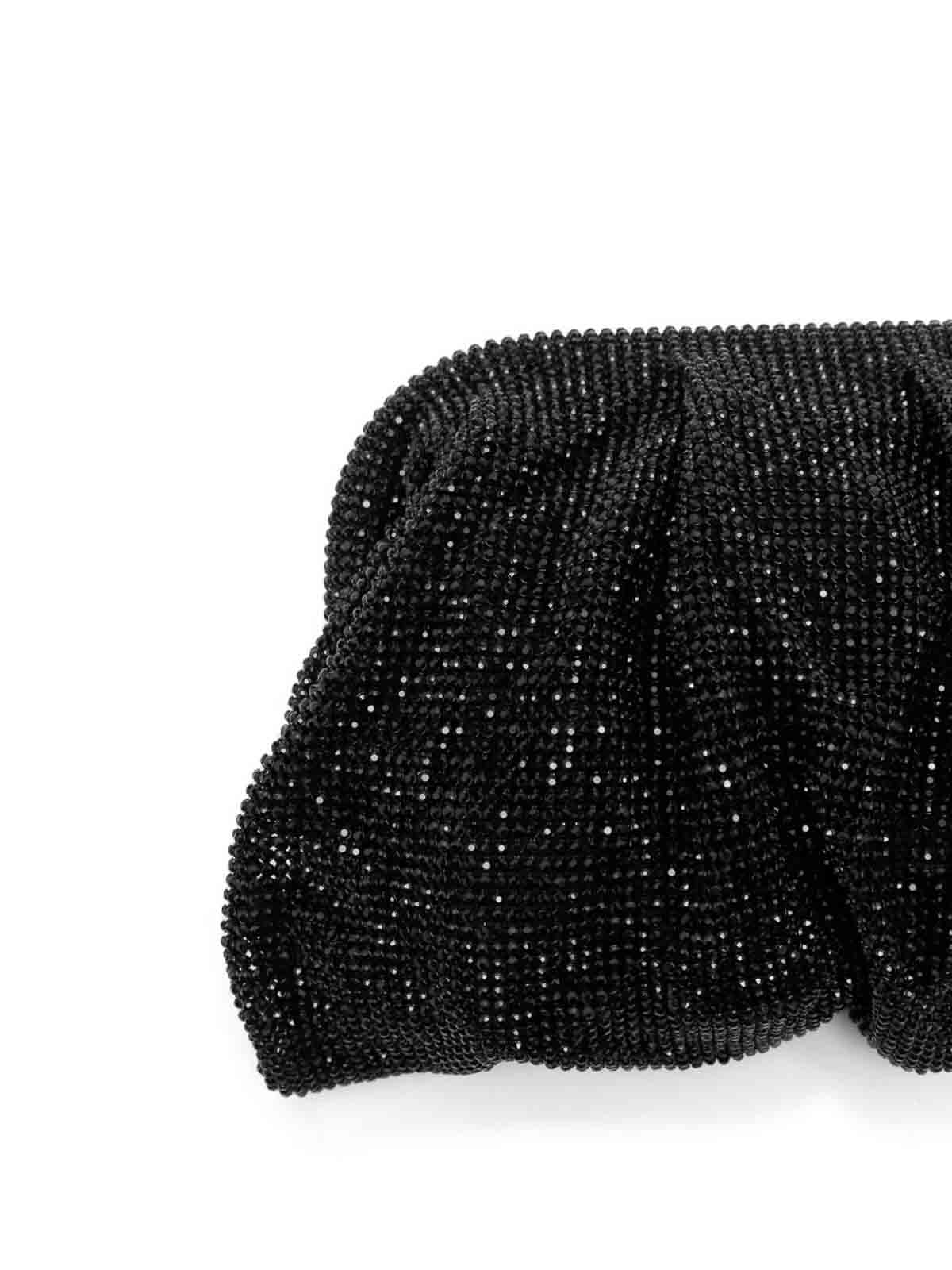 Benedetta Bruzziches Rhinestone And Satin Venus La Petite James Bond Pochette In Black