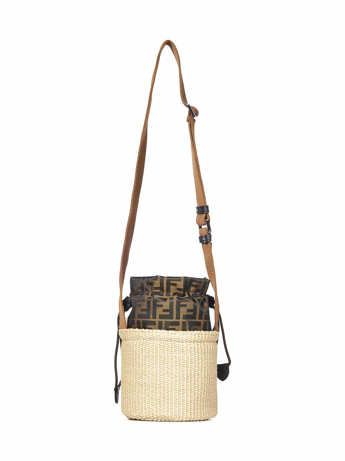 Fendi Jr Unisex Beige Raia Teddy Bear Bucket Bag In Sand